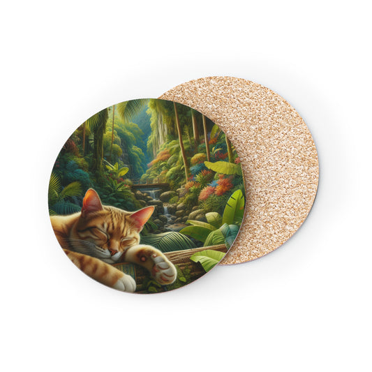 Tropical Forest Cat Coasters, Coasters Set, Drink Coaster, Cat Lover Gift, Jungle Coasters, Housewarming Gift