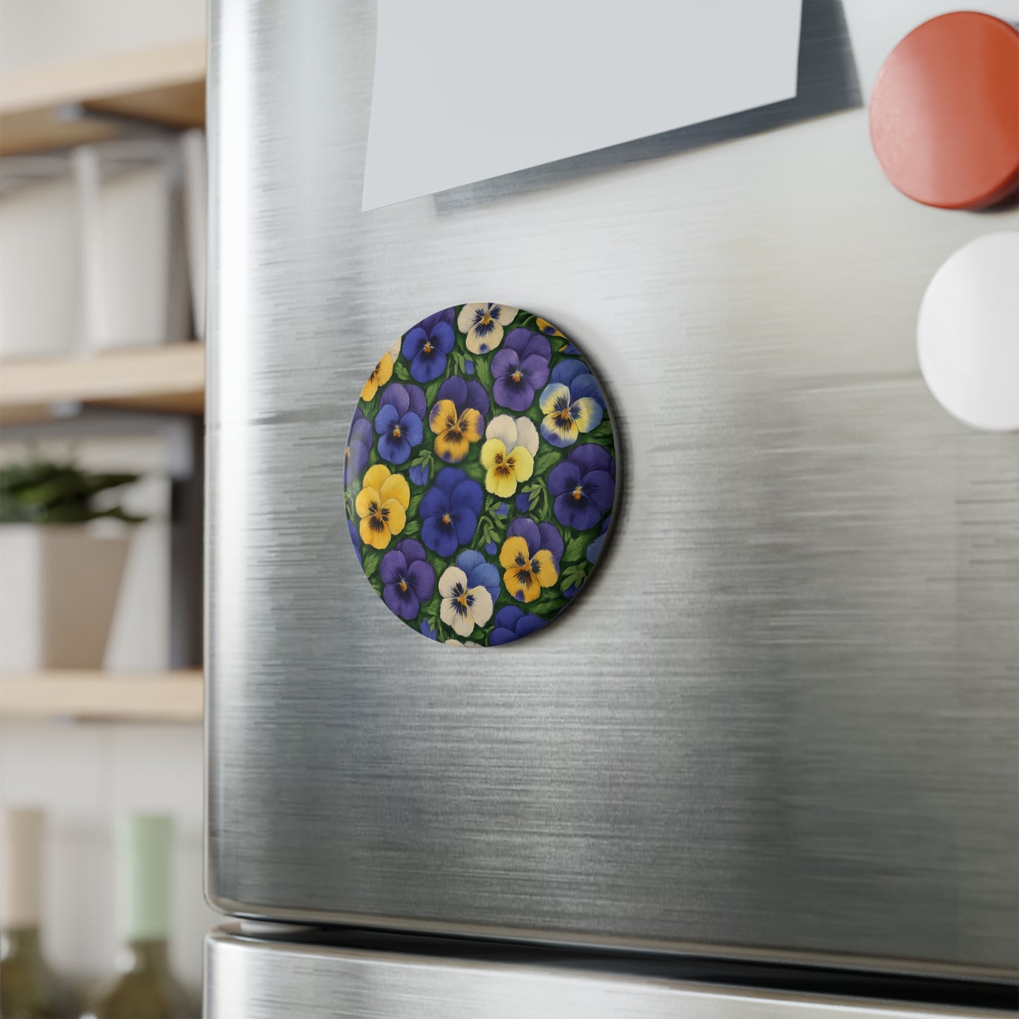 Button Magnet: Pansy Pattern
