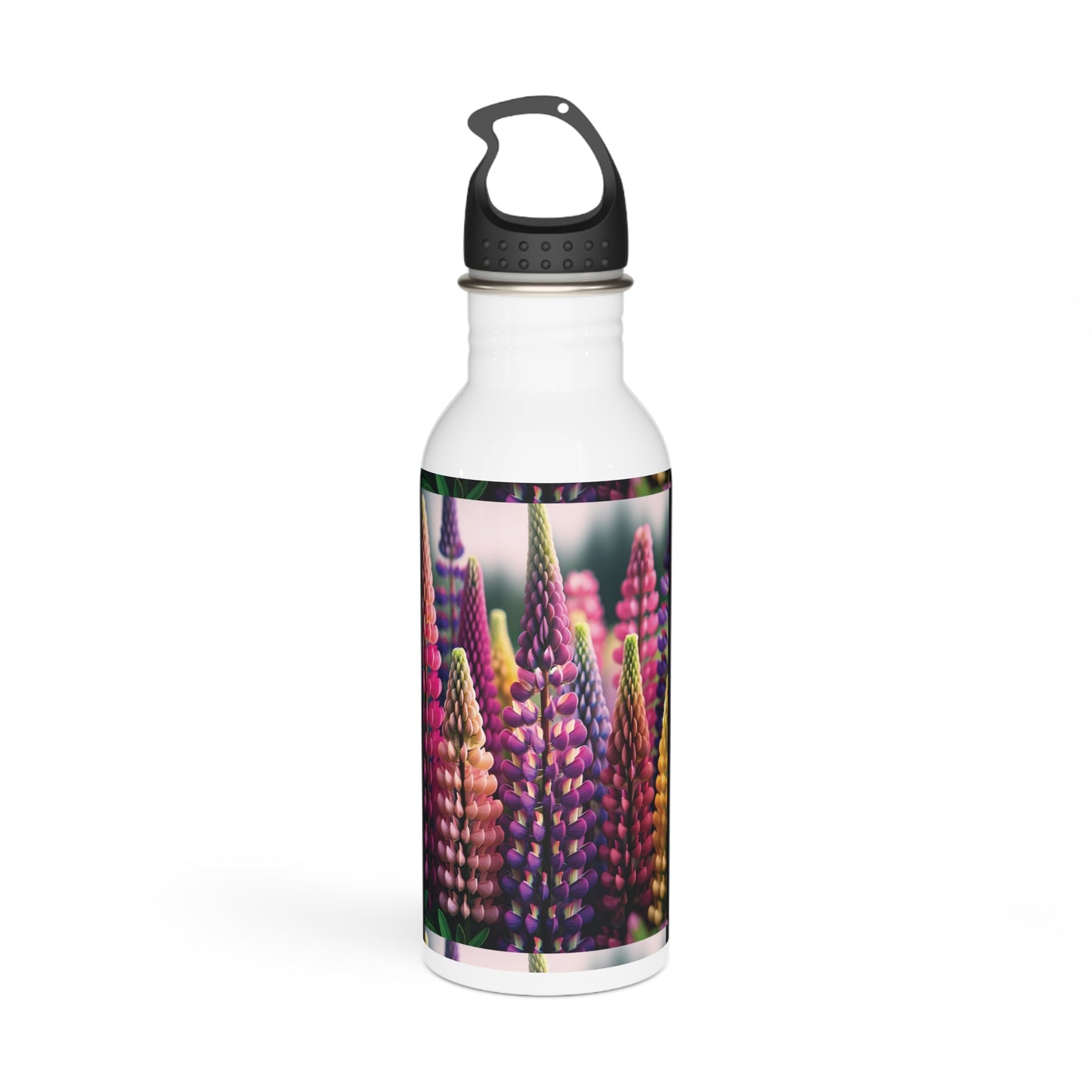 Lupinus Blooms Stainless Steel Water Bottle - Floral Design, Reusable Bottle, Flower Pattern Gift, Nature Inspired Hydration,