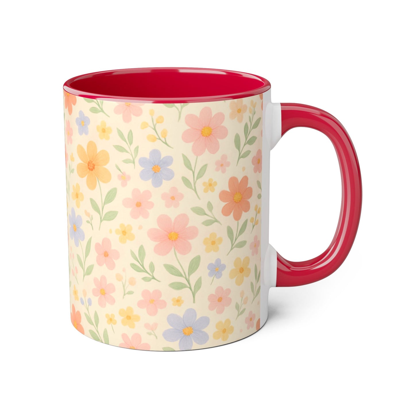 Dainty Floral Accent Mug, Elegant Flower Coffee Cup, Tea Mug, Floral Kitchen Decor, Gift for Her, Botanical Mug