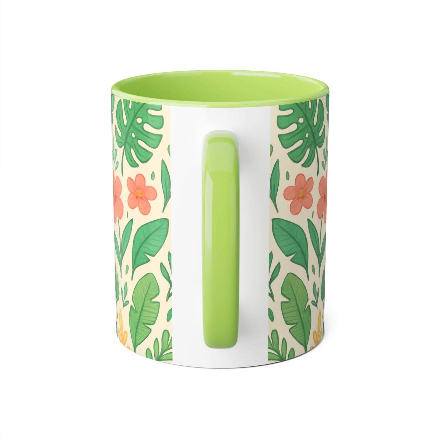 Tropical Pattern Accent Mug, Exotic Drinkware for Coffee Lovers, Floral Ceramic Cup, Summer Vibes Tea Mug, Island Decor Kitchen Accessories,