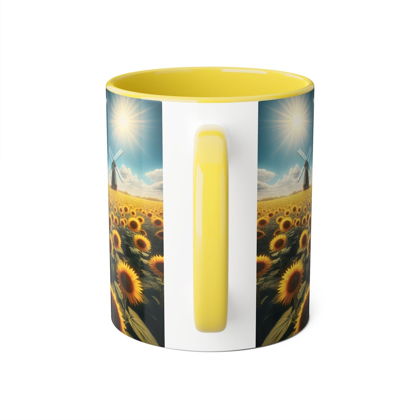 Sunflower Field Accent Mug - 11oz Windmill Design for Nature Lovers