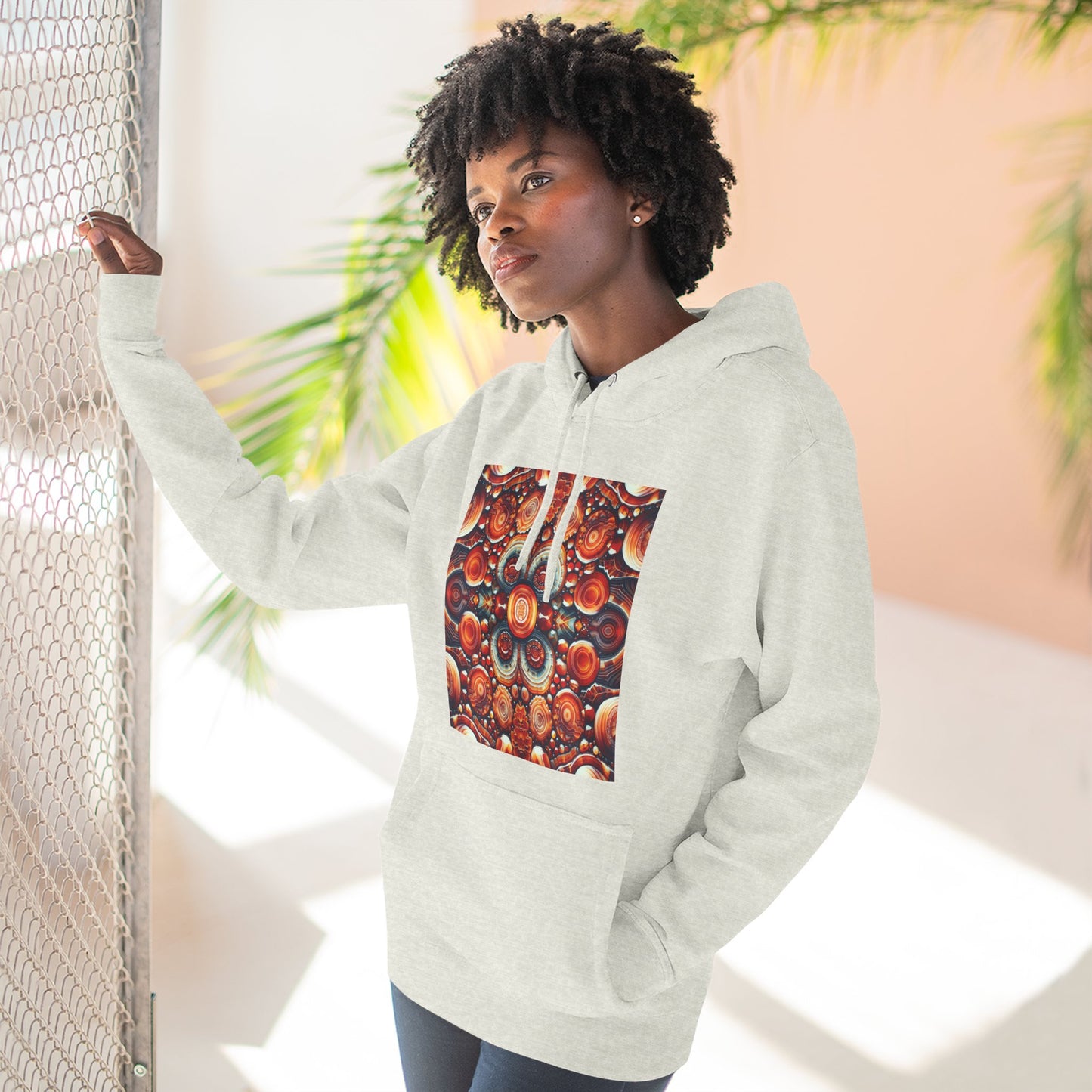 Fleece Hoodie - Carnelian Pattern