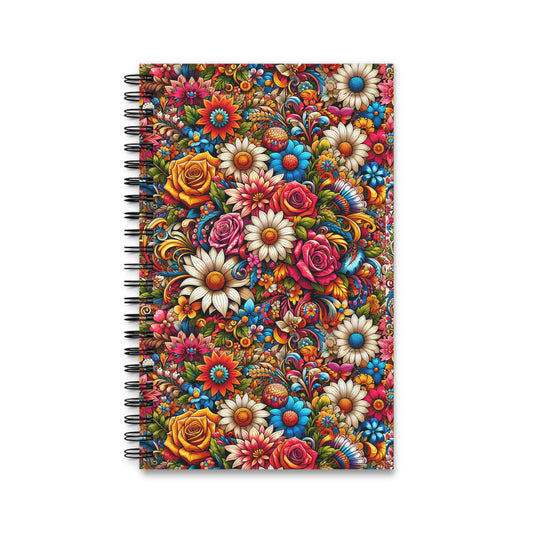 Floral Spiral Journal, Colorful Notebook for Writing, Vibrant Floral Design, Gift for Writers, Floral Stationery, Blank Paper Diary