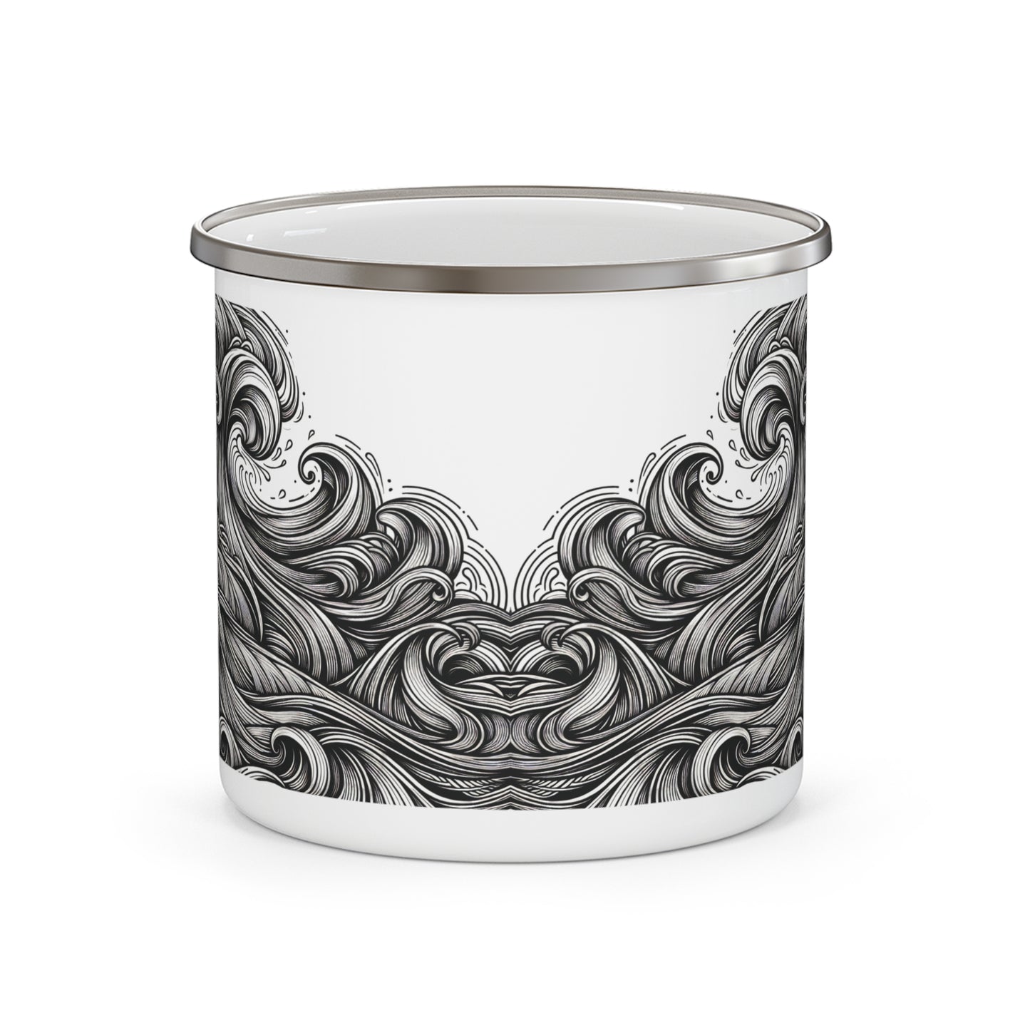 Camping Mug - Monochrome Waves