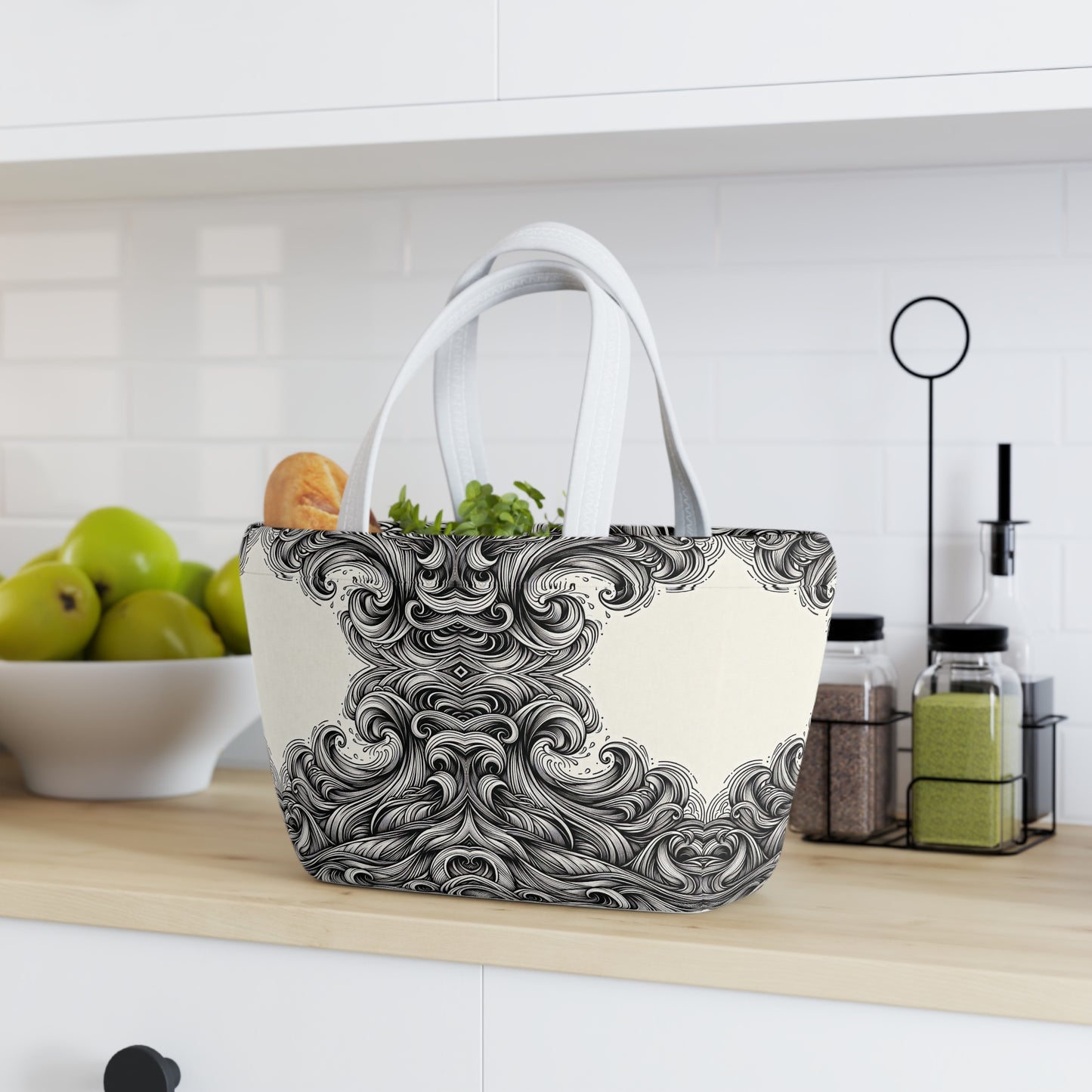 Lunch Bag - Monochrome Energy Waves