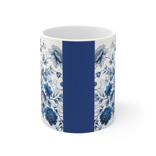 Elegant Floral Ceramic Mugs - Blue Blossom Design, Gift for Tea Lovers, Home Decor, Coffee Mug, Ceramic Drinkware