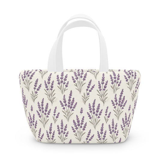 Lunch Bag: Lavender Floral Design, Insulated Tote for Work and School, Reusable Lunch Sack