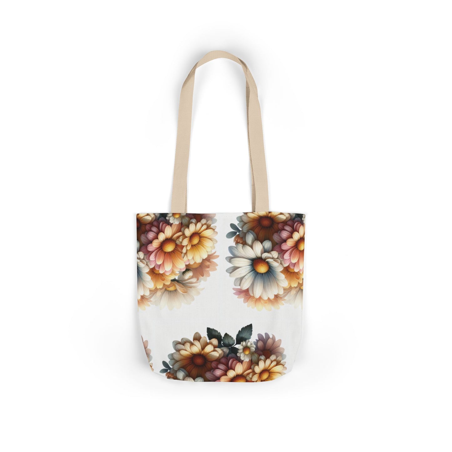 Floral Canvas Tote Bag with 5-Color Straps - Stylish
