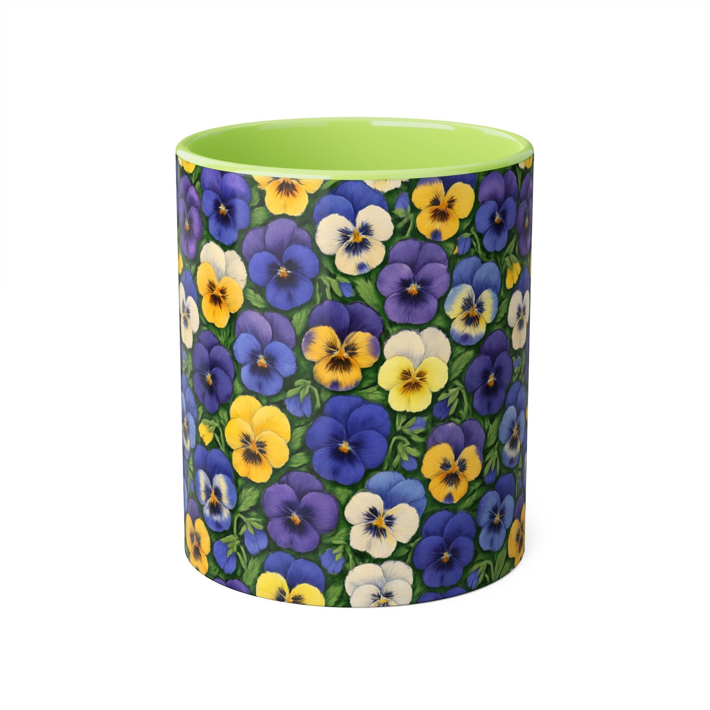 Pansy Pattern Accent Mug, Floral Coffee Cup, Tea Mug, Flower Design, Gardener Gift, Spring Decor, Mother's Day Present