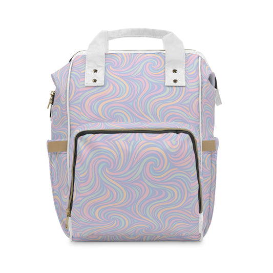 Diaper Backpack, Pastel Waves Design, Mom Baby Bag, Nursery Organizer, Gender Neutral Baby Shower Gift, Travel Diaper Bag, Stylish Baby Bag