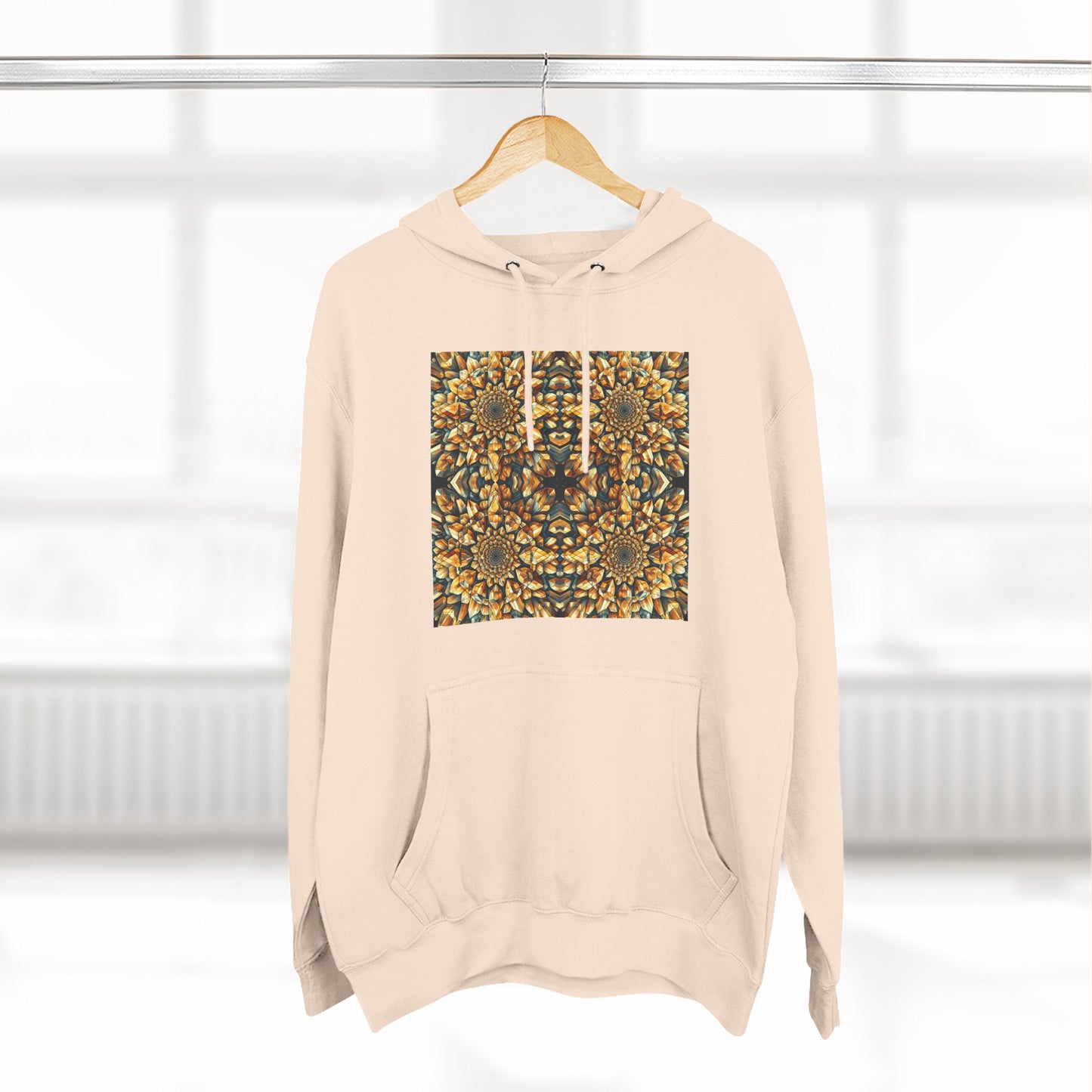 Fleece Hoodie - Citrine Geometric Design