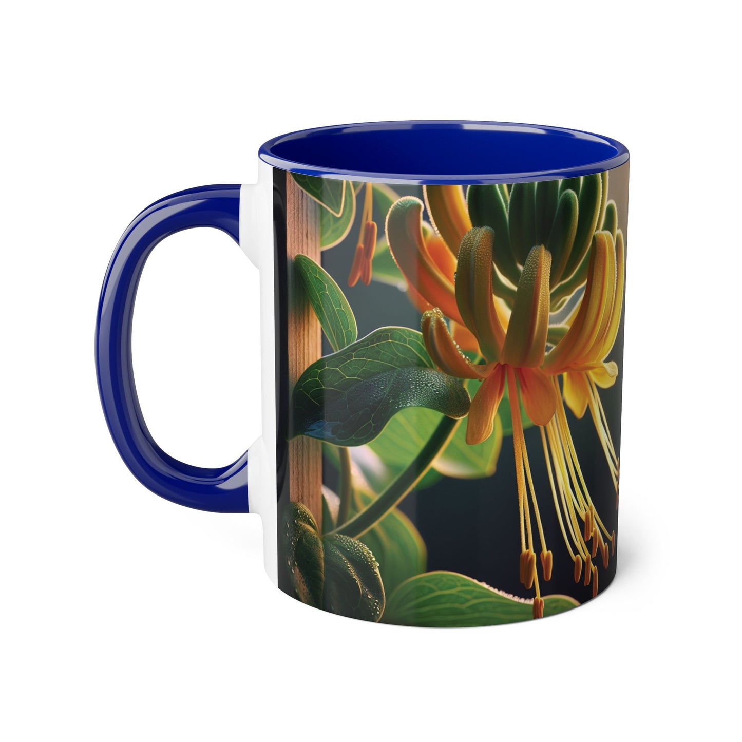Honeysuckle Accent Mug, Floral Coffee Cup for Garden Lovers, Botanical Tea Mug Decor, Gift for Nature Enthusiasts, Mother's Day Present,