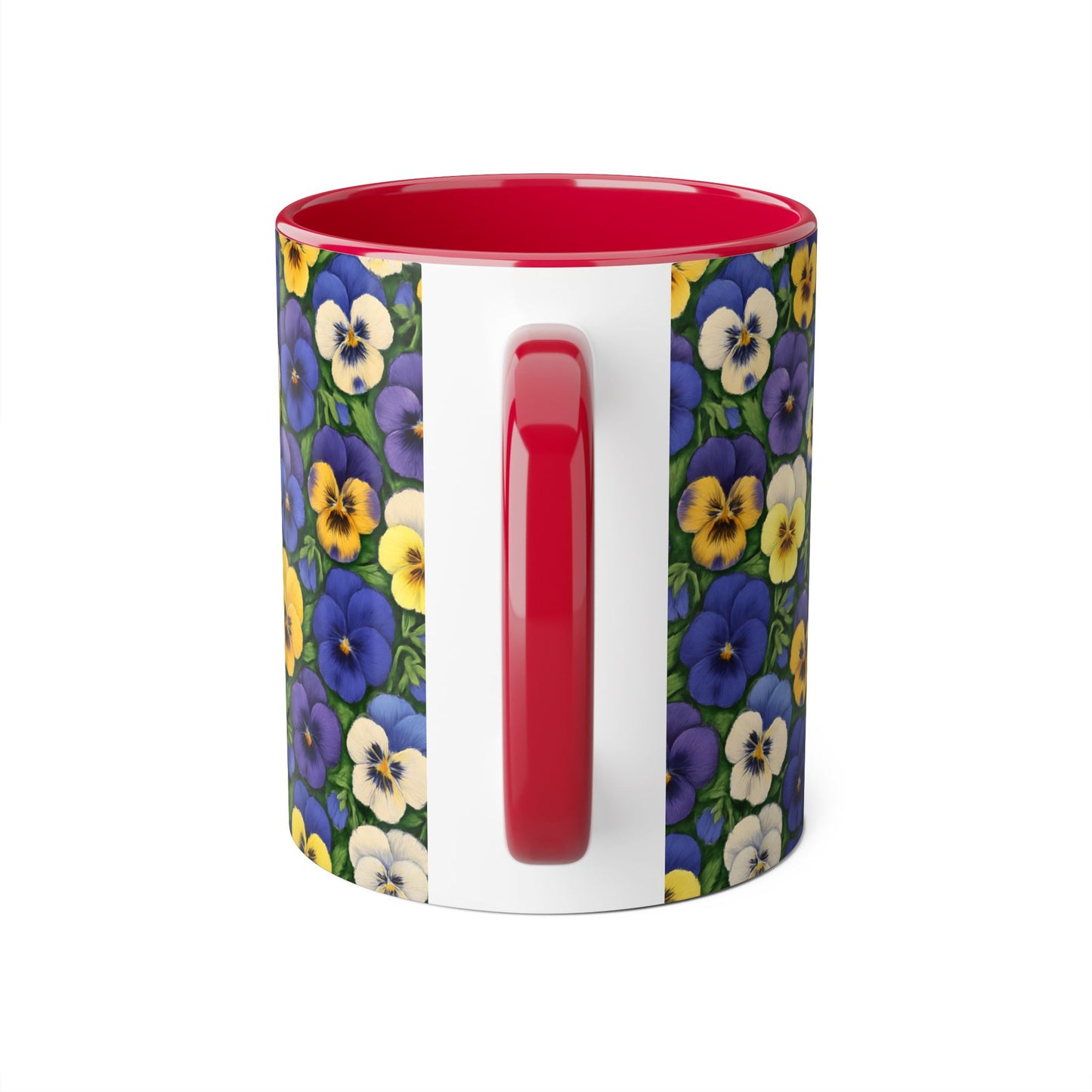 Pansy Pattern Accent Mug, Floral Coffee Cup, Tea Mug, Flower Design, Gardener Gift, Spring Decor, Mother's Day Present