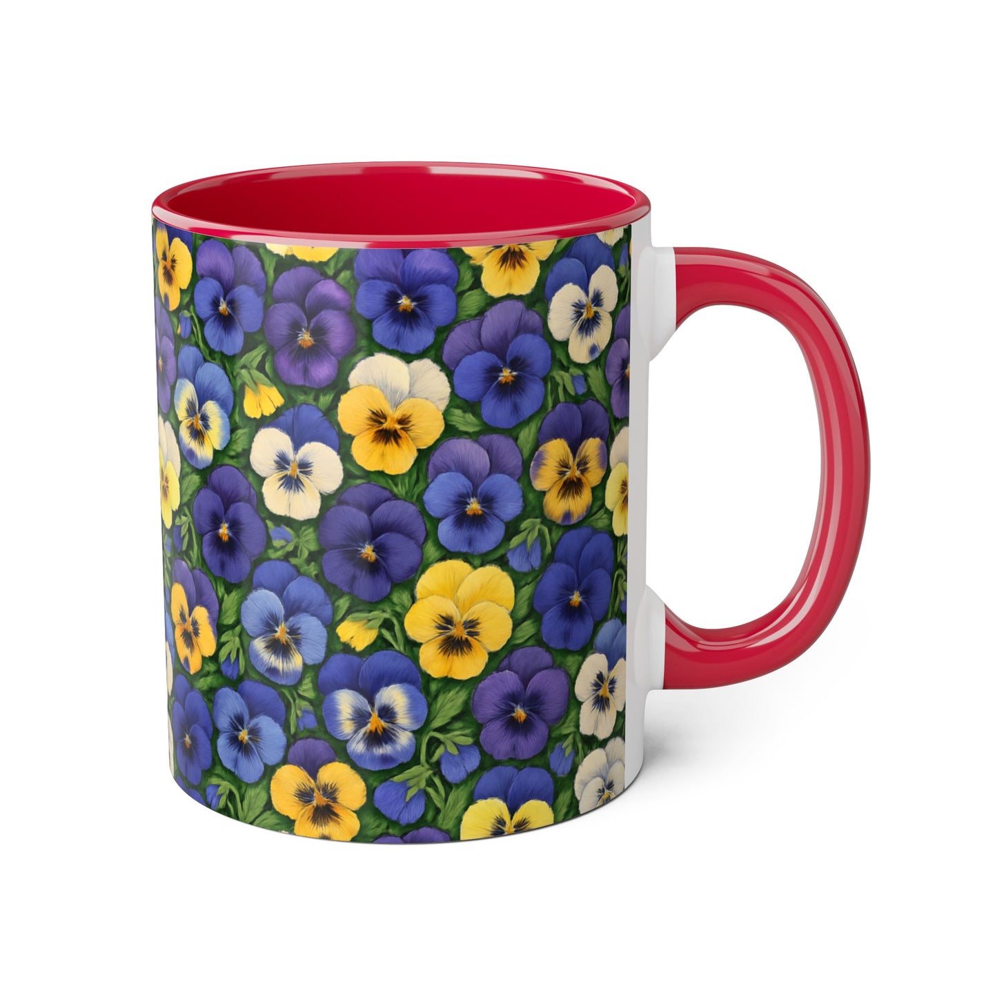 Pansy Pattern Accent Mug, Floral Coffee Cup, Tea Mug, Flower Design, Gardener Gift, Spring Decor, Mother's Day Present