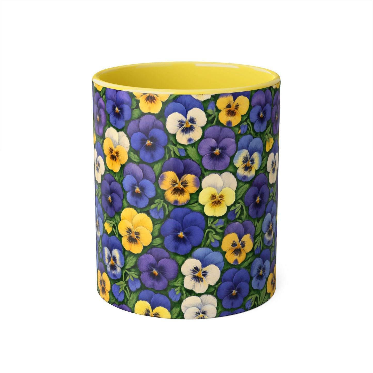 Pansy Pattern Accent Mug, Floral Coffee Cup, Tea Mug, Flower Design, Gardener Gift, Spring Decor, Mother's Day Present