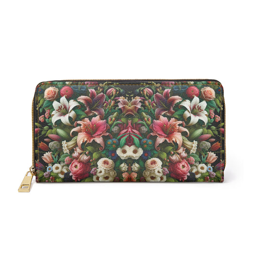 Zipper Wallet with Lily Inspired Design