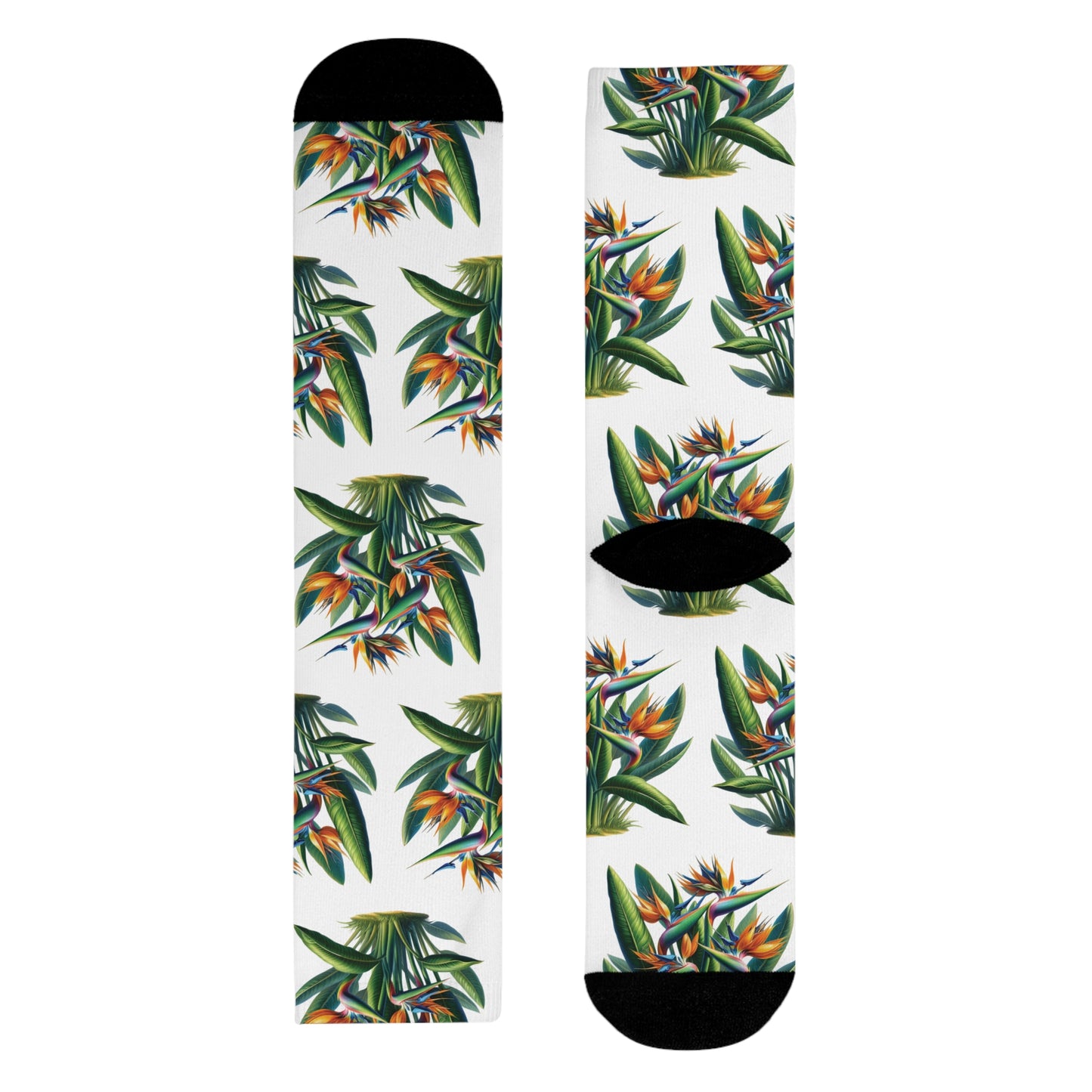 Tropical Bird of Paradise Plant Design Crew Socks, Floral Socks, Nature Lover Gift, Botanical Print Accessory, Unique Garden Gift,