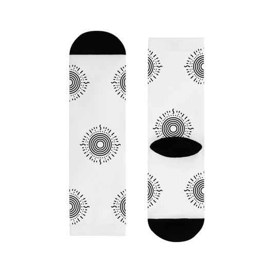 Sun Minimalist Sublimation Crew Socks, Footwear, Accessories, Gift, Trendy, Cute, Fashion, Bright, Colorful, Casual