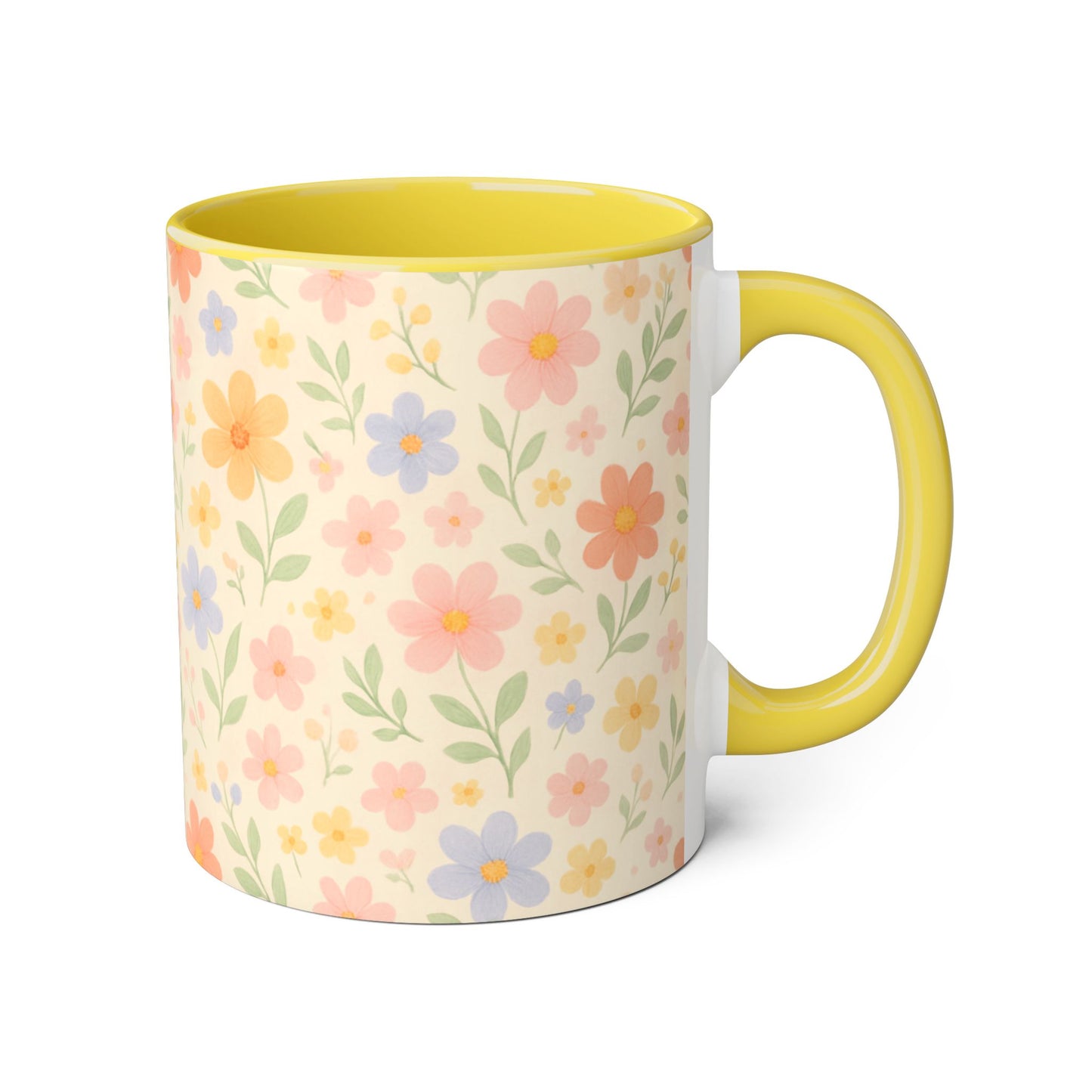 Dainty Floral Accent Mug, Elegant Flower Coffee Cup, Tea Mug, Floral Kitchen Decor, Gift for Her, Botanical Mug
