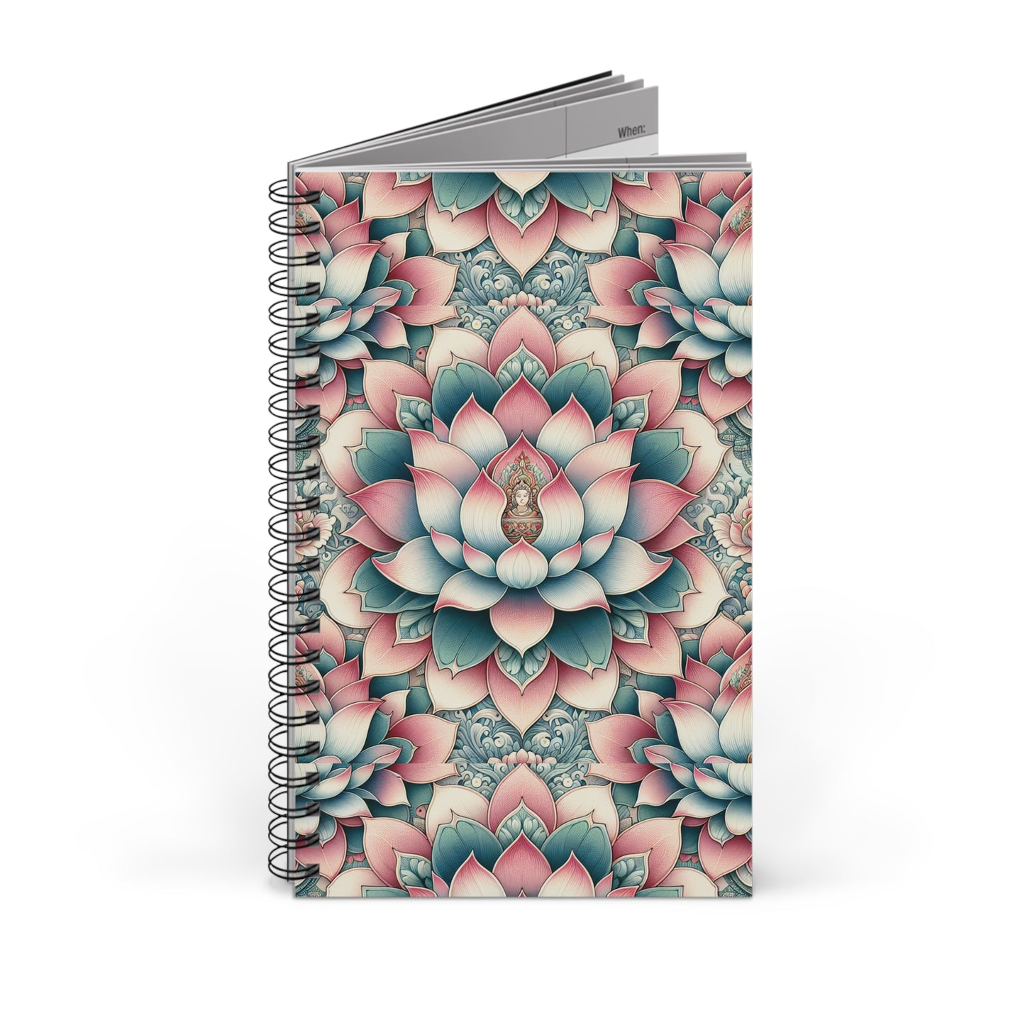 Lotus Flower Spiral Journal, Floral Notebook, Zen Planner, Meditation Diary, Boho Sketchbook, Mindfulness Journal, Gratitude Log