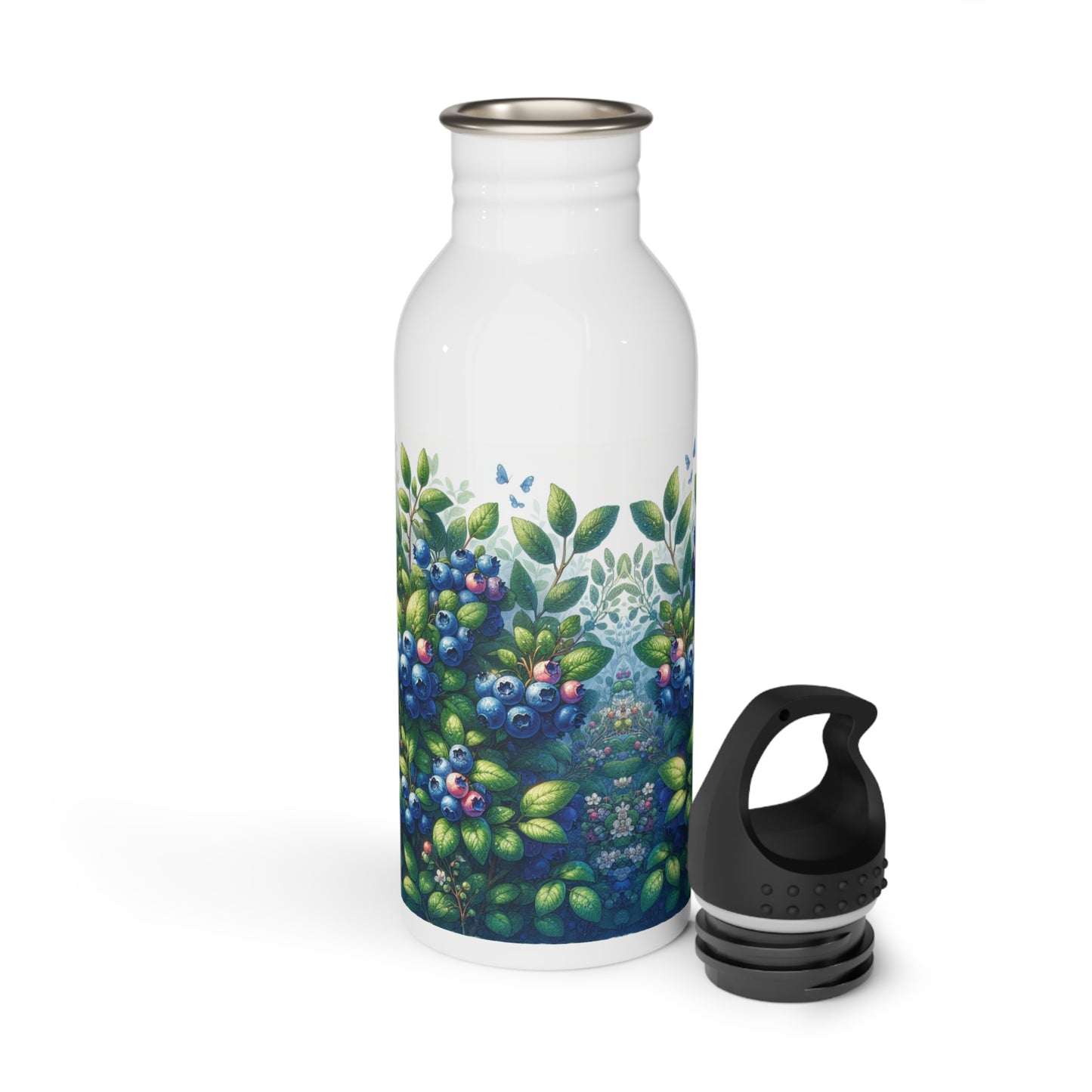 Stainless Steel Water Bottle - Blueberries Design, Fruit Lover Gift, Reusable Bottle, Gym Accessories, Hydration Tracker,