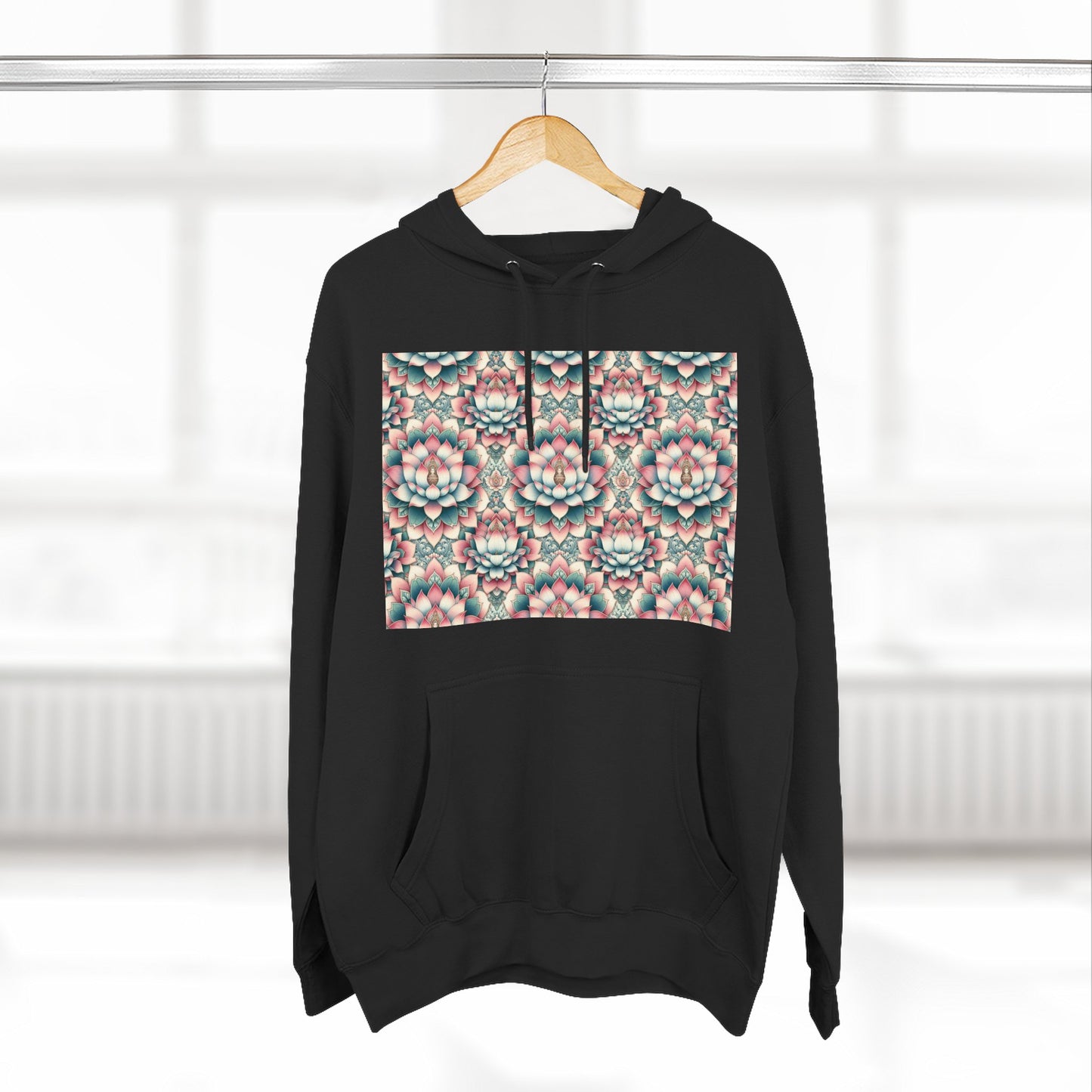 Fleece Hoodie with Lotus Flower Design