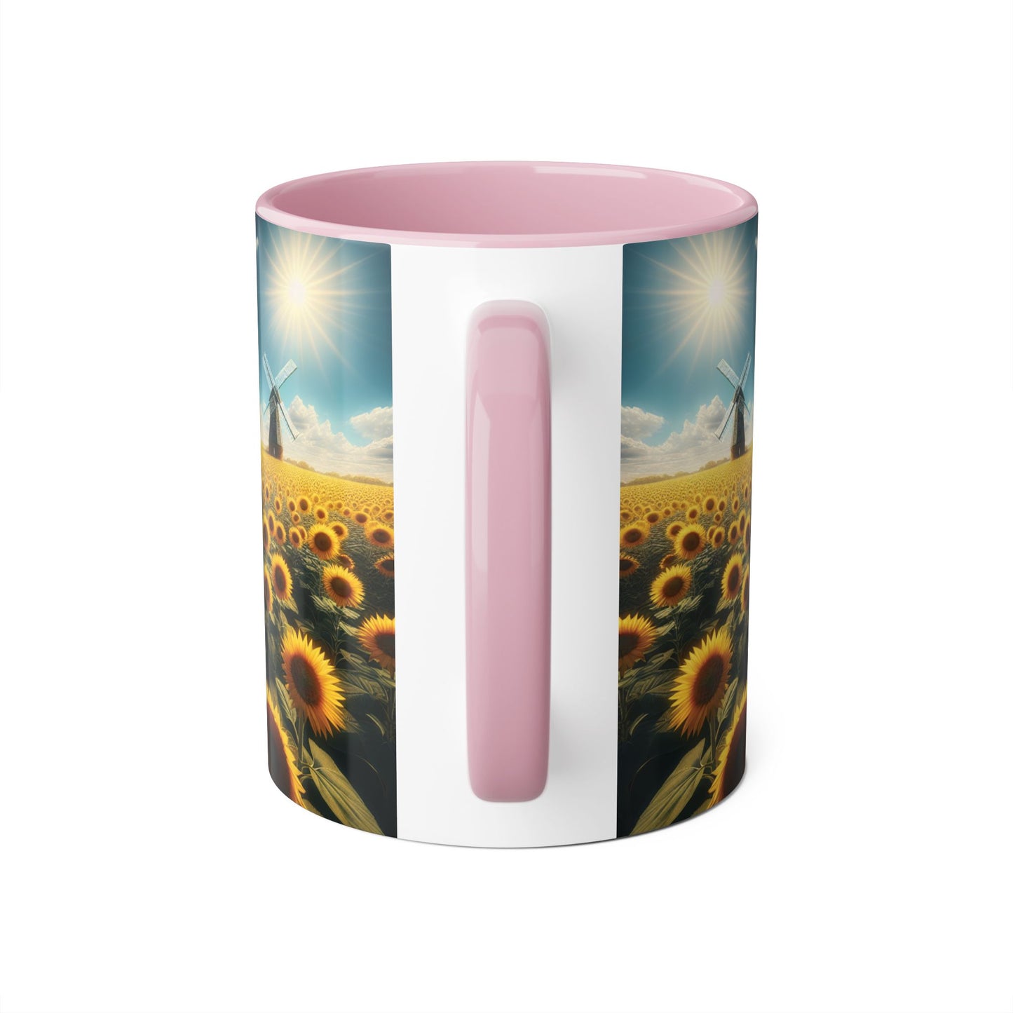 Sunflower Field Accent Mug - 11oz Windmill Design for Nature Lovers
