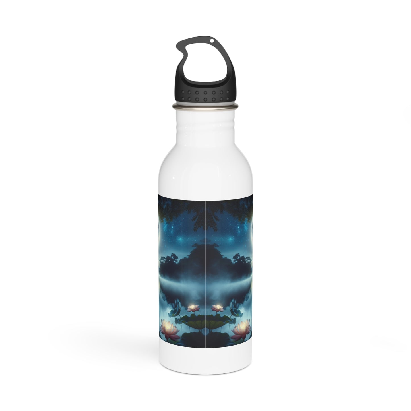 Serene Moonlight Stainless Steel Water Bottle - Reusable Hydration Flask, Insulated Metal Drinkware for Yoga Enthusiasts,