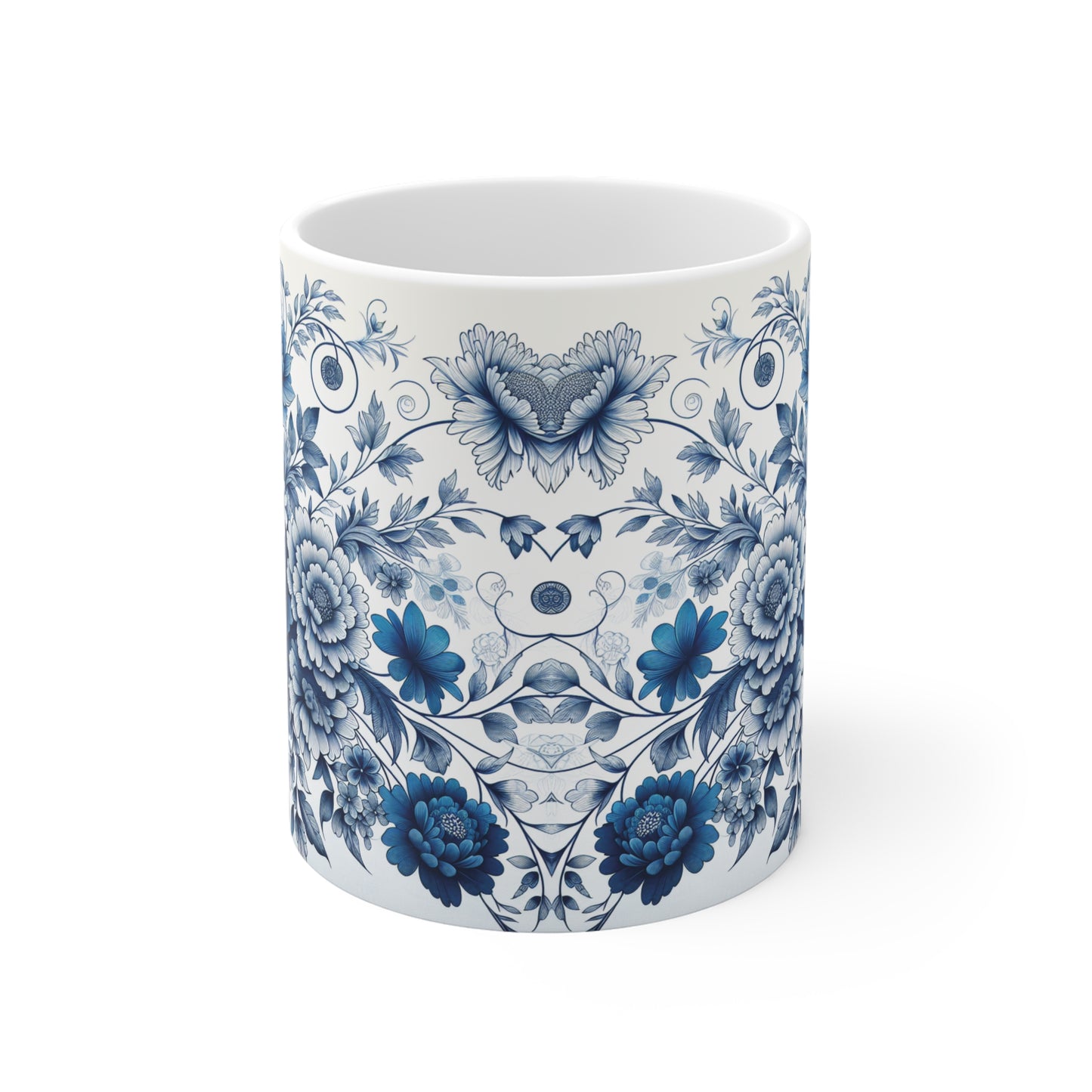 Elegant Floral Ceramic Mugs - Blue Blossom Design, Gift for Tea Lovers, Home Decor, Coffee Mug, Ceramic Drinkware