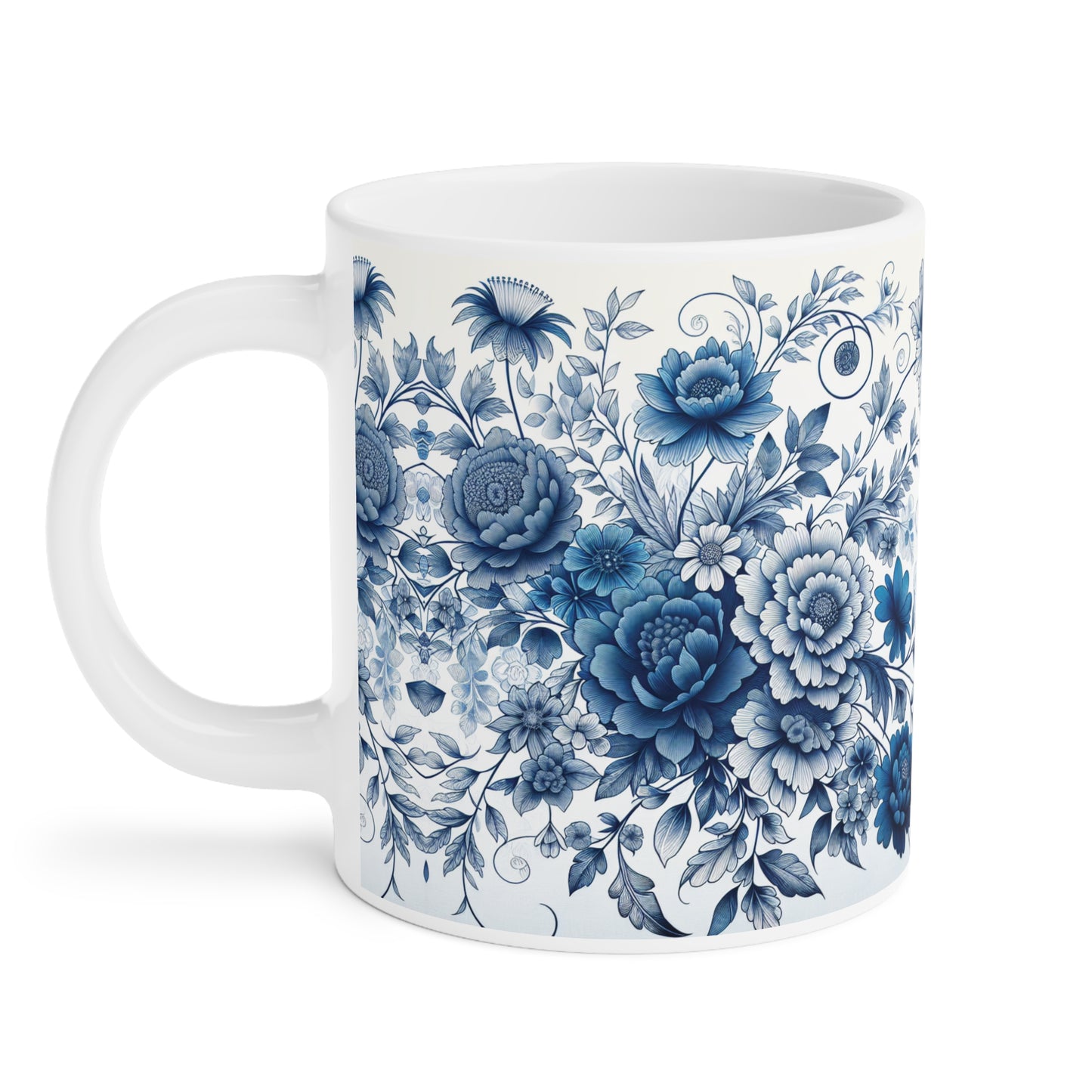 Elegant Floral Ceramic Mugs - Blue Blossom Design, Gift for Tea Lovers, Home Decor, Coffee Mug, Ceramic Drinkware