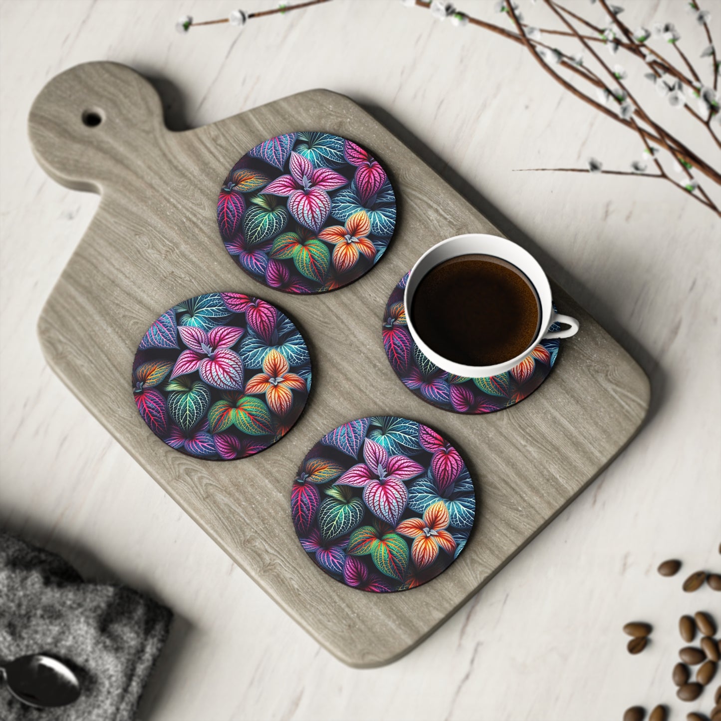 Vibrant Tropicals, Drink Coasters, Home Decor, Tropical Coasters, Drinkware Accessories