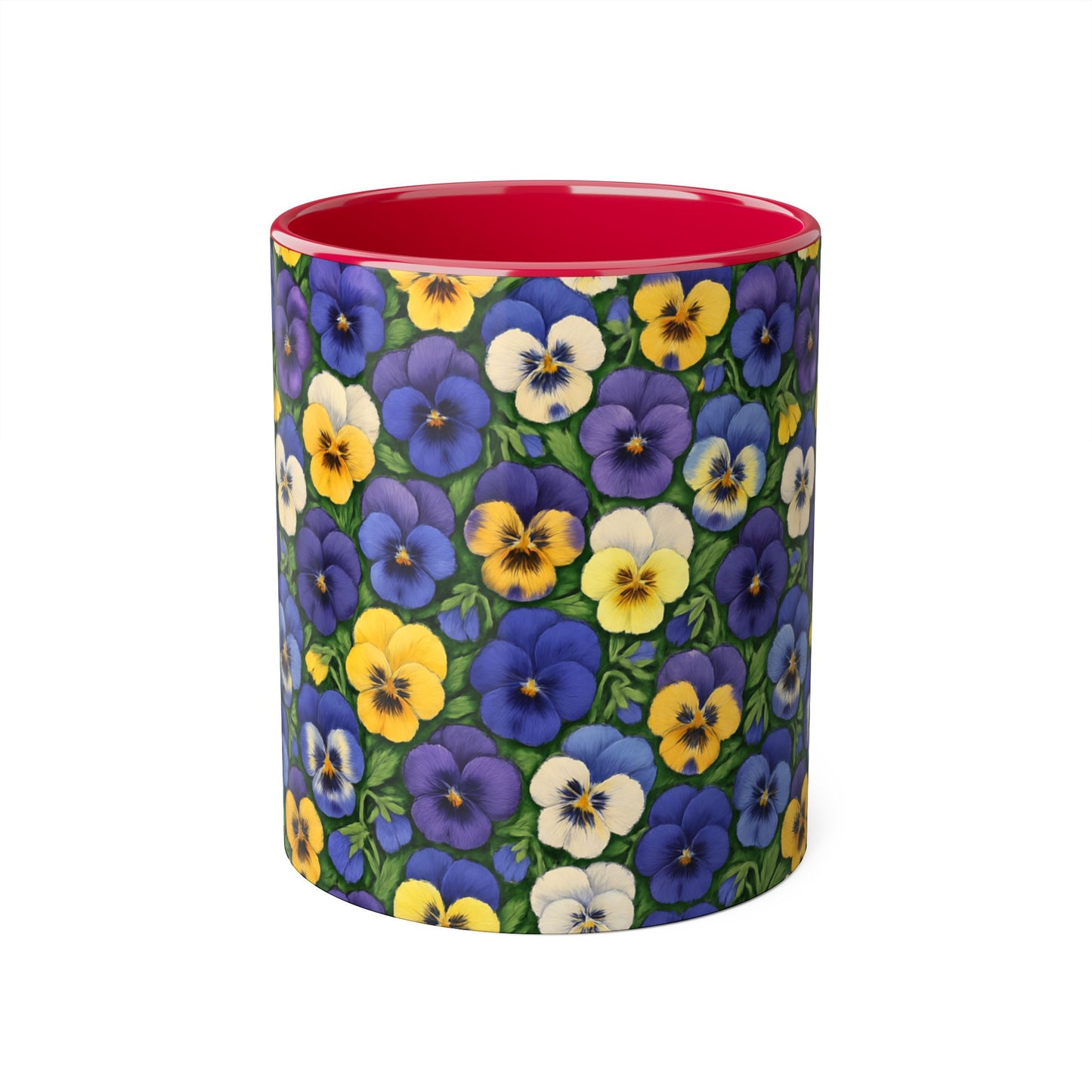 Pansy Pattern Accent Mug, Floral Coffee Cup, Tea Mug, Flower Design, Gardener Gift, Spring Decor, Mother's Day Present