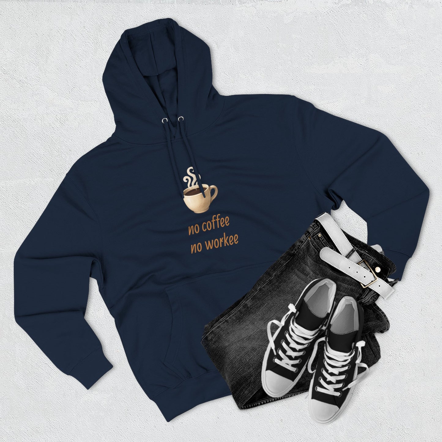 Fleece Hoodie: with 'no coffee no workee' Design, Coffee Lover Gift, Cozy Sweatshirt, Coffee Addict Shirt, Sarcastic