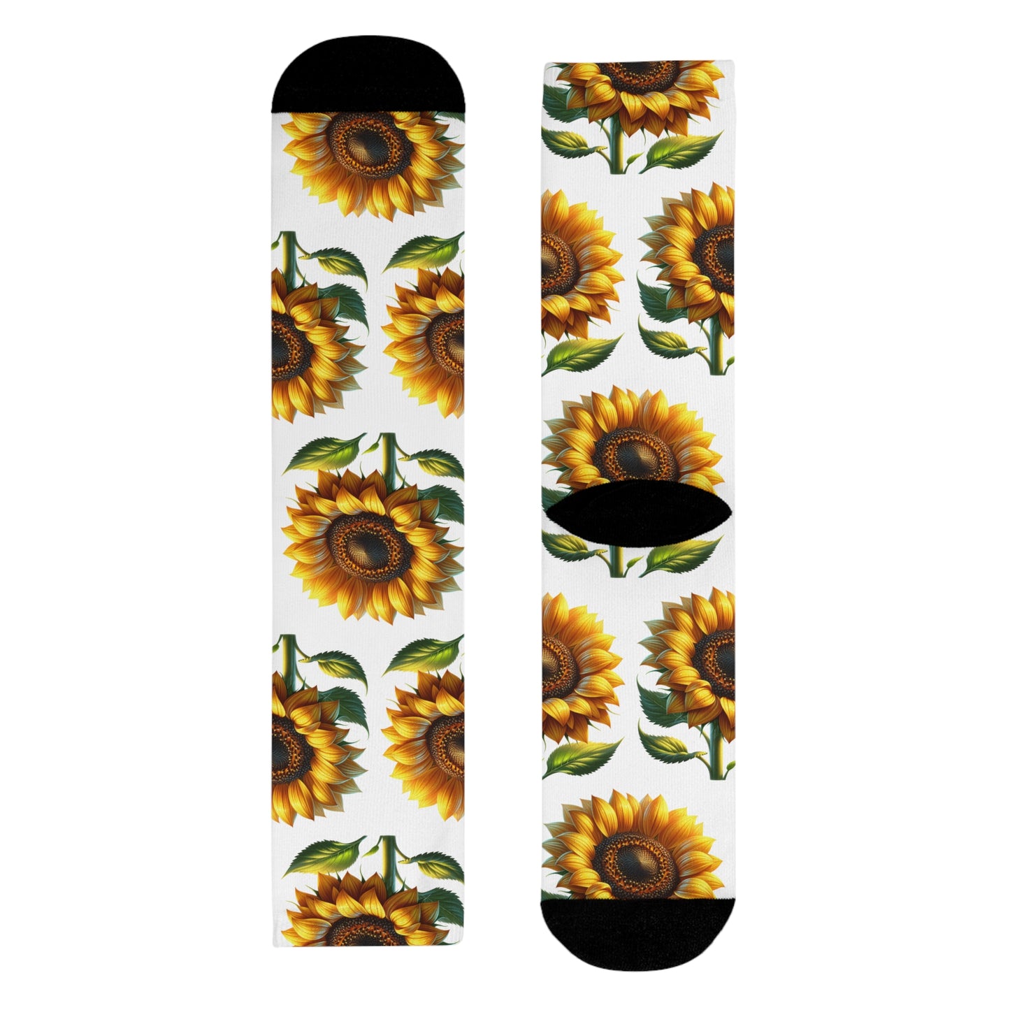 Sunflower Crew Socks, Floral Garden Footwear, Nature Lover Gift, Botanical Print Stockings, Plant Lover Apparel