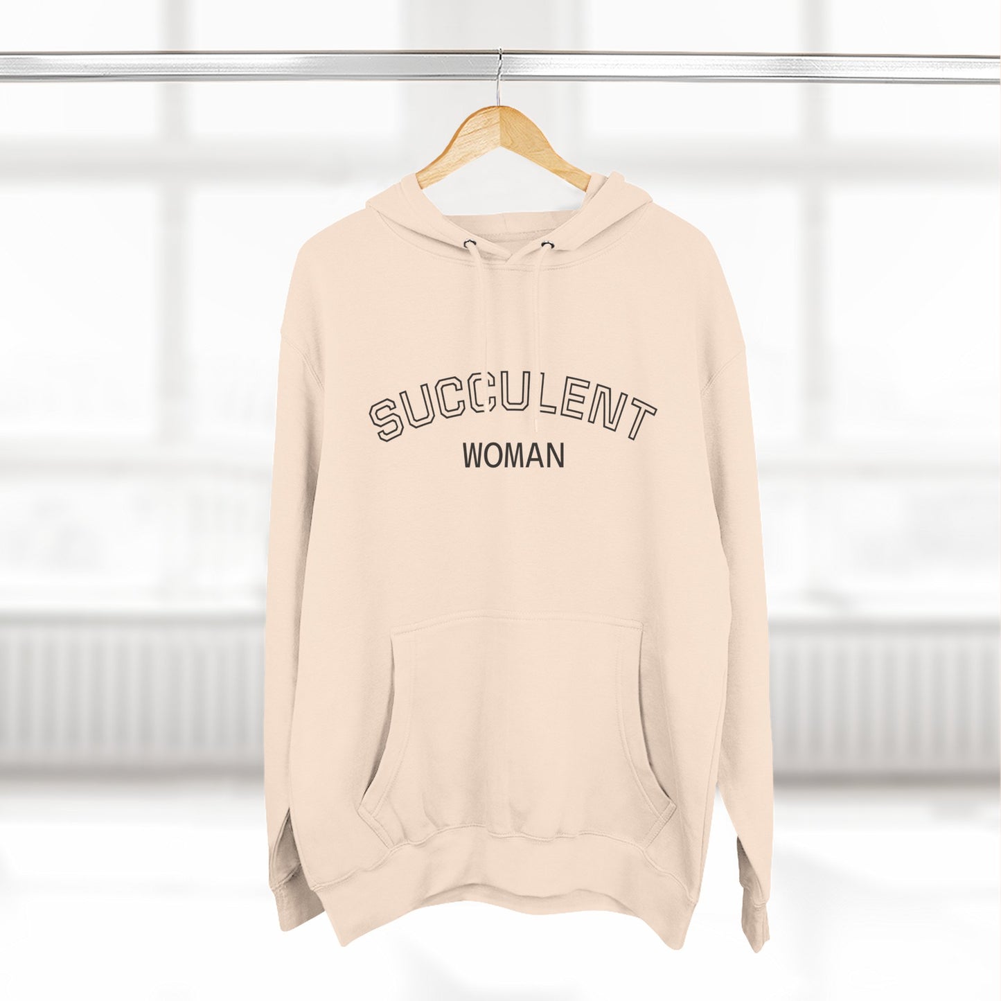 Fleece Hoodie: Succulent University Design, Botanical Plant Lover Gift, Cactus Lover Sweatshirt