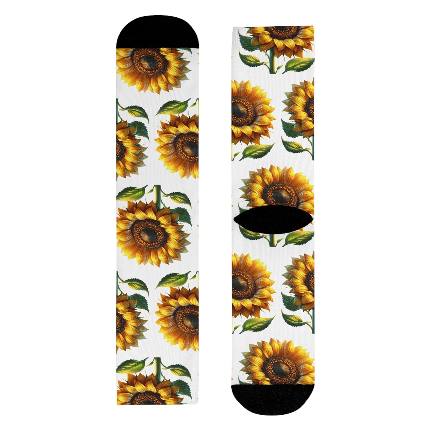 Sunflower Crew Socks, Floral Garden Footwear, Nature Lover Gift, Botanical Print Stockings, Plant Lover Apparel