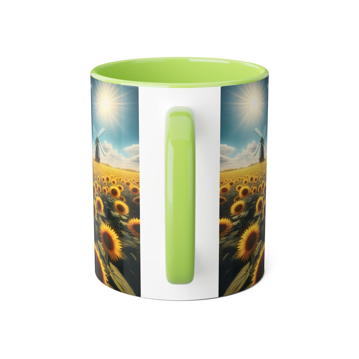 Sunflower Field Accent Mug - 11oz Windmill Design for Nature Lovers