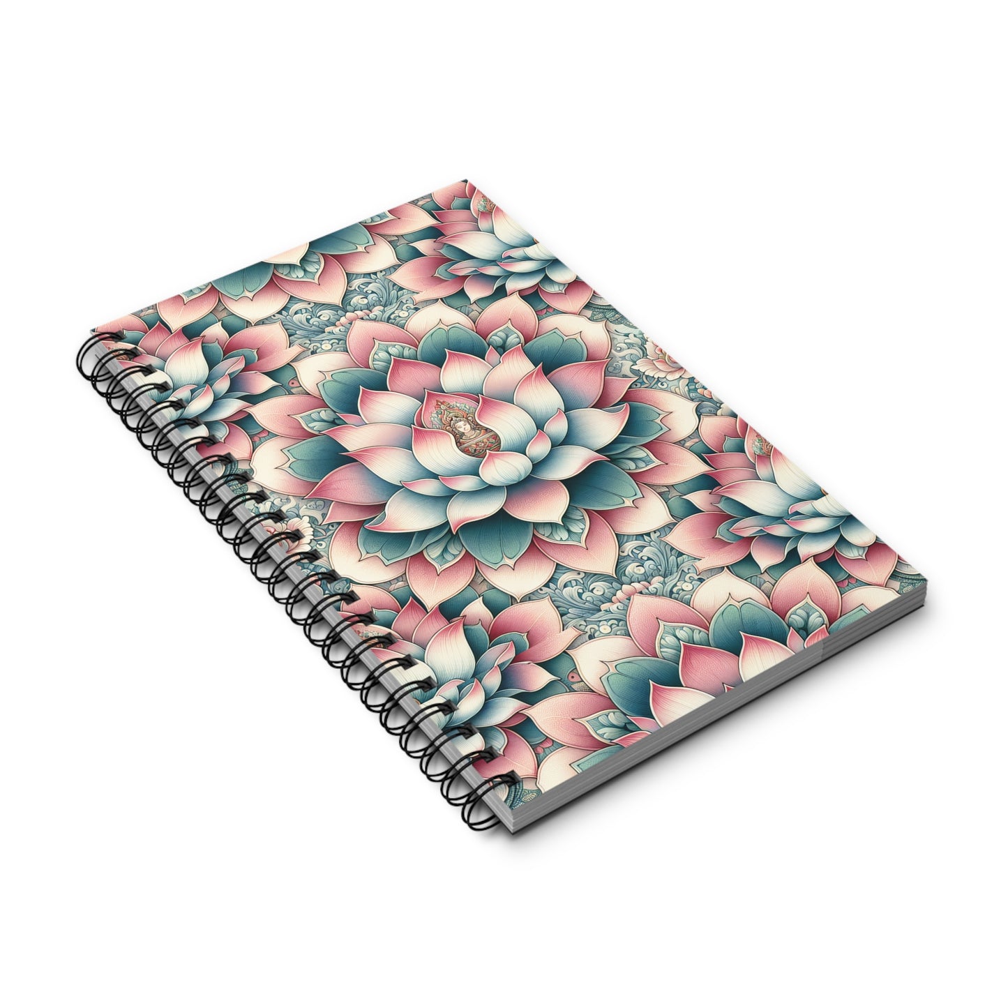 Lotus Flower Spiral Journal, Floral Notebook, Zen Planner, Meditation Diary, Boho Sketchbook, Mindfulness Journal, Gratitude Log