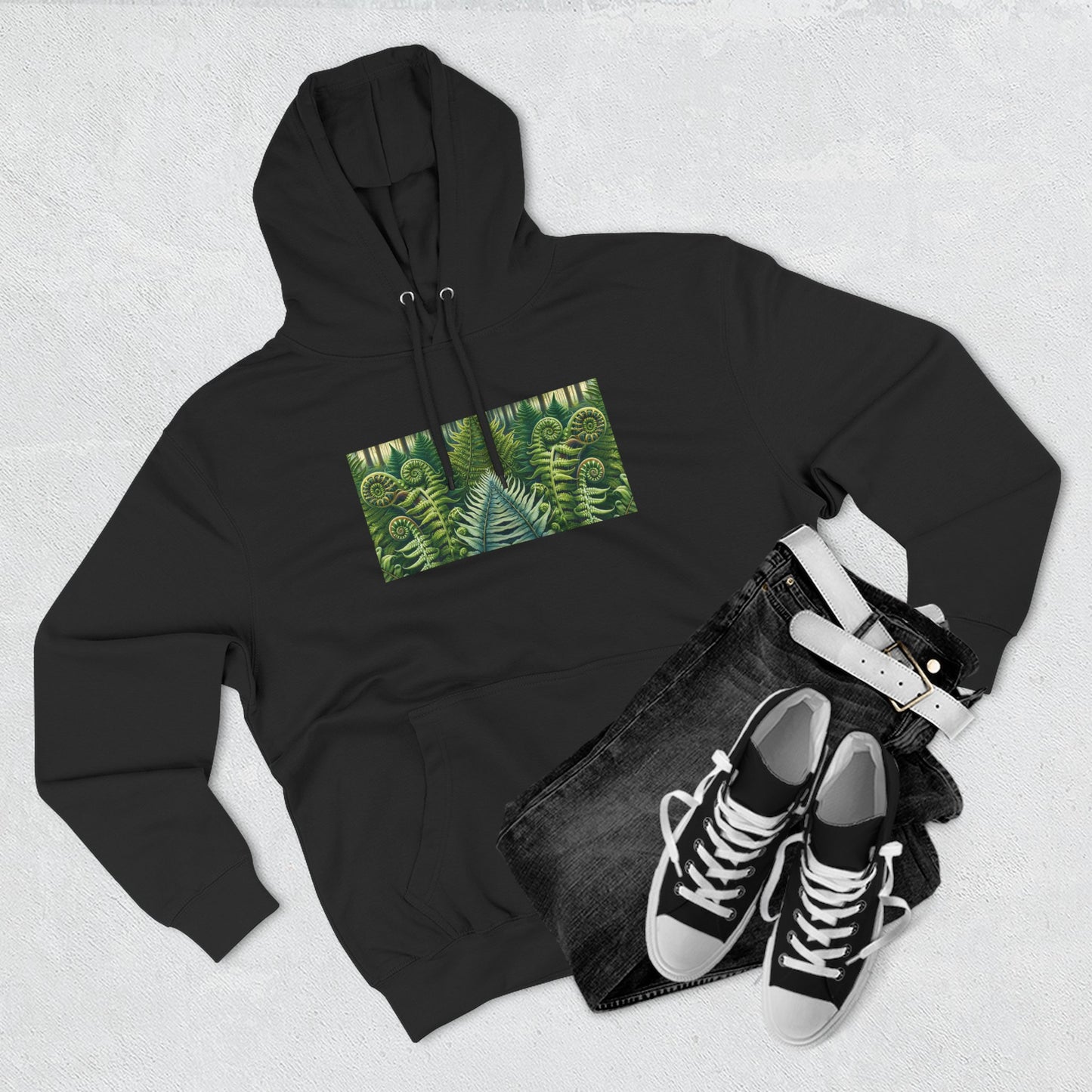 Nature-Inspired Three-Panel Fleece Hoodie for Outdoor Enthusiasts