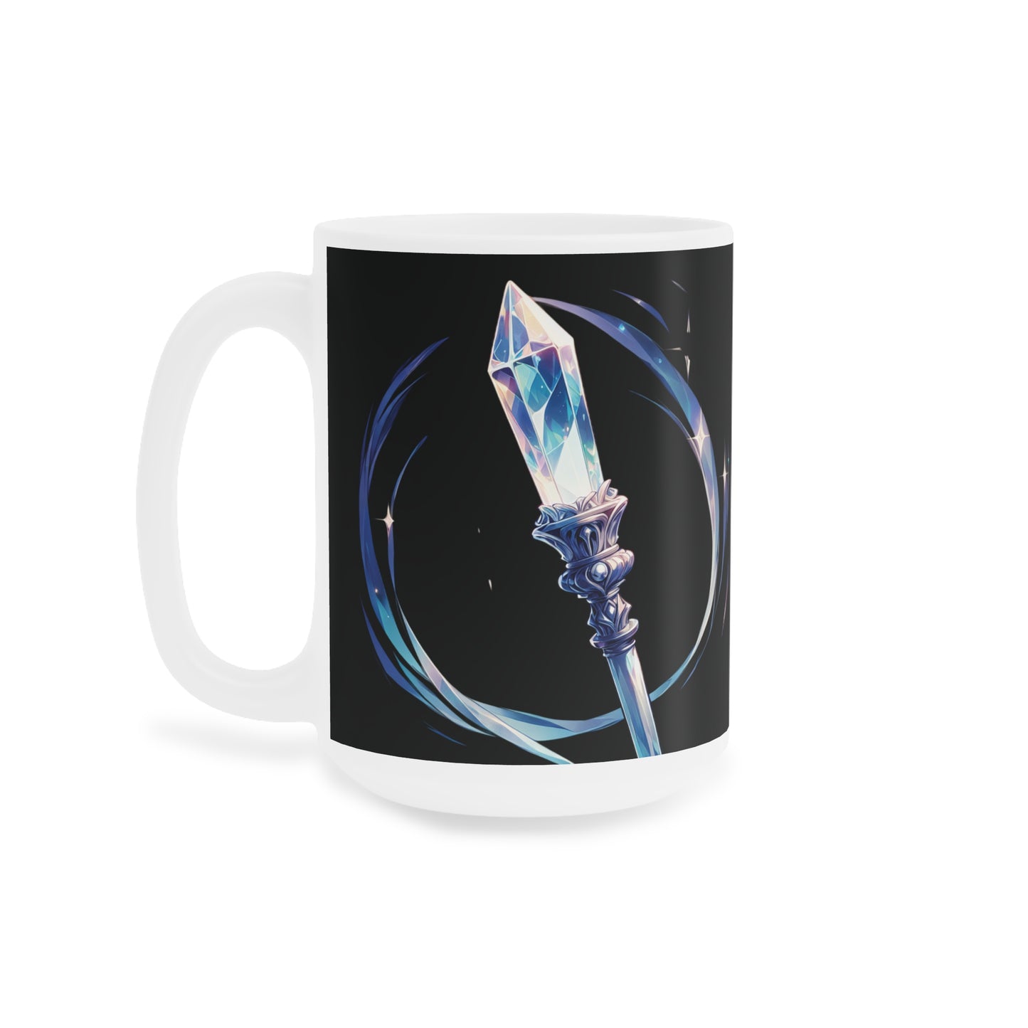 Crystal Wand Ceramic Mug - 11oz, Unique Gift for Spiritualists, Manifestation Enthusiasts, Inspirational Coffee Cup