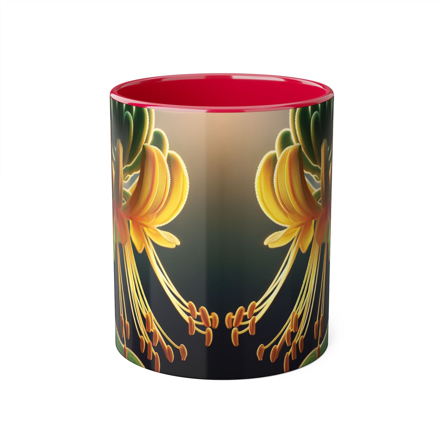 Honeysuckle Accent Mug, Floral Coffee Cup for Garden Lovers, Botanical Tea Mug Decor, Gift for Nature Enthusiasts, Mother's Day Present,