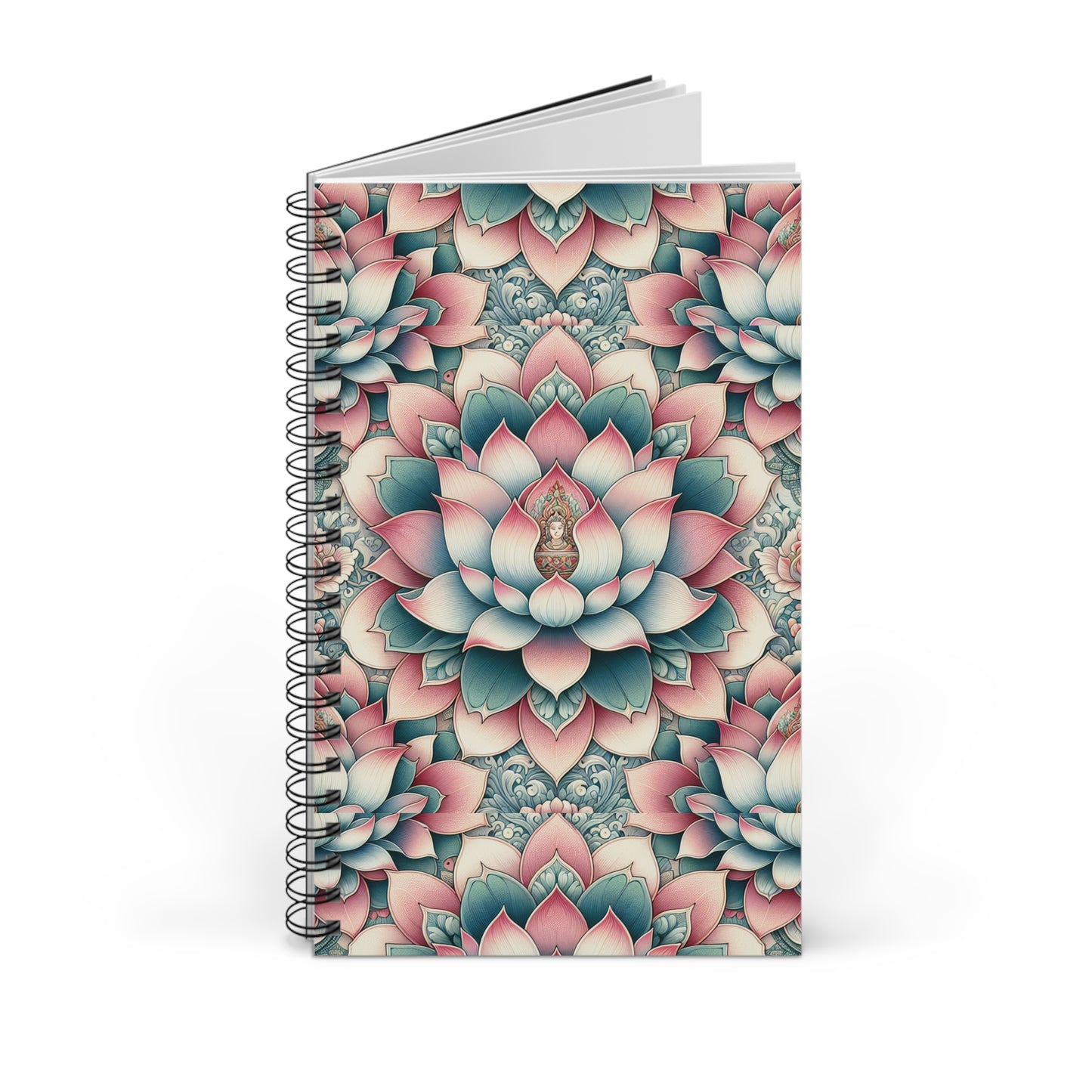 Lotus Flower Spiral Journal, Floral Notebook, Zen Planner, Meditation Diary, Boho Sketchbook, Mindfulness Journal, Gratitude Log