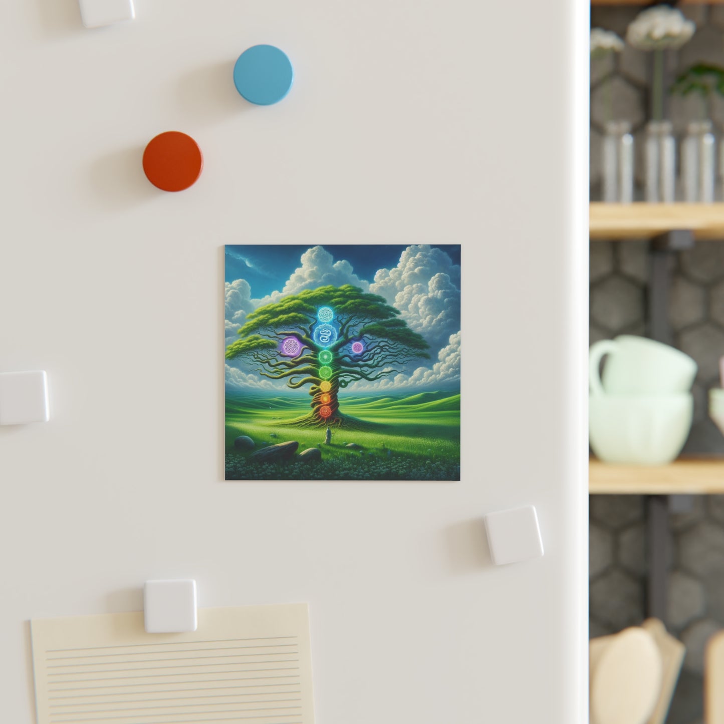 Chakra Tree Magnet, Spiritual Energy Fridge Decor, Meditation Gift, Yoga Studio Decoration, Healing Crystals, New Age Kitchen Accessory