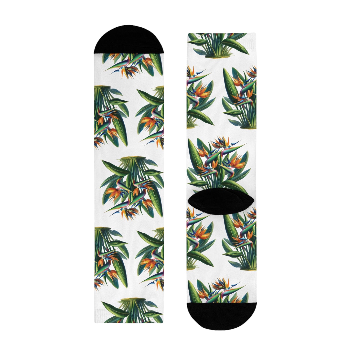 Tropical Bird of Paradise Plant Design Crew Socks, Floral Socks, Nature Lover Gift, Botanical Print Accessory, Unique Garden Gift,