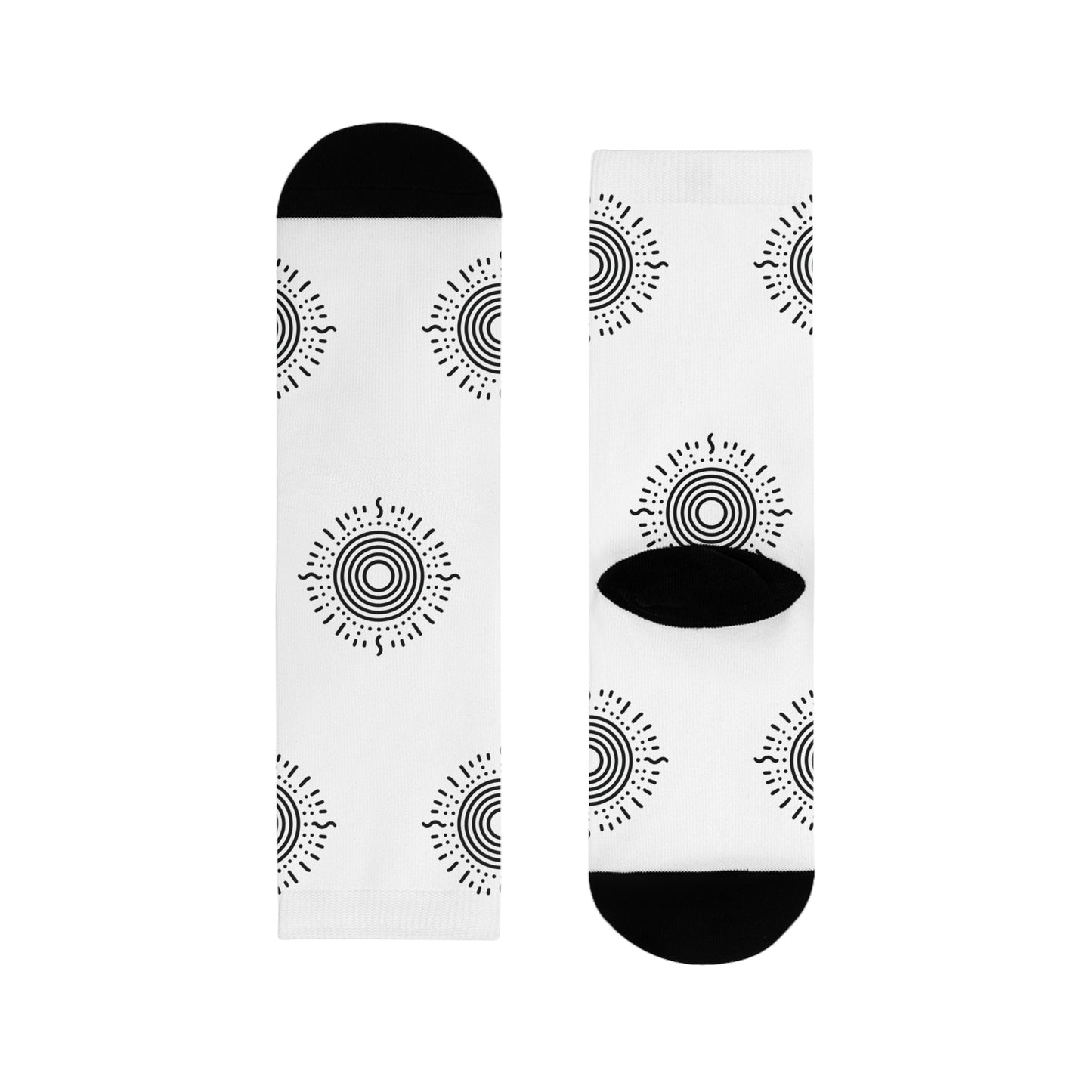 Sun Minimalist Sublimation Crew Socks, Footwear, Accessories, Gift, Trendy, Cute, Fashion, Bright, Colorful, Casual
