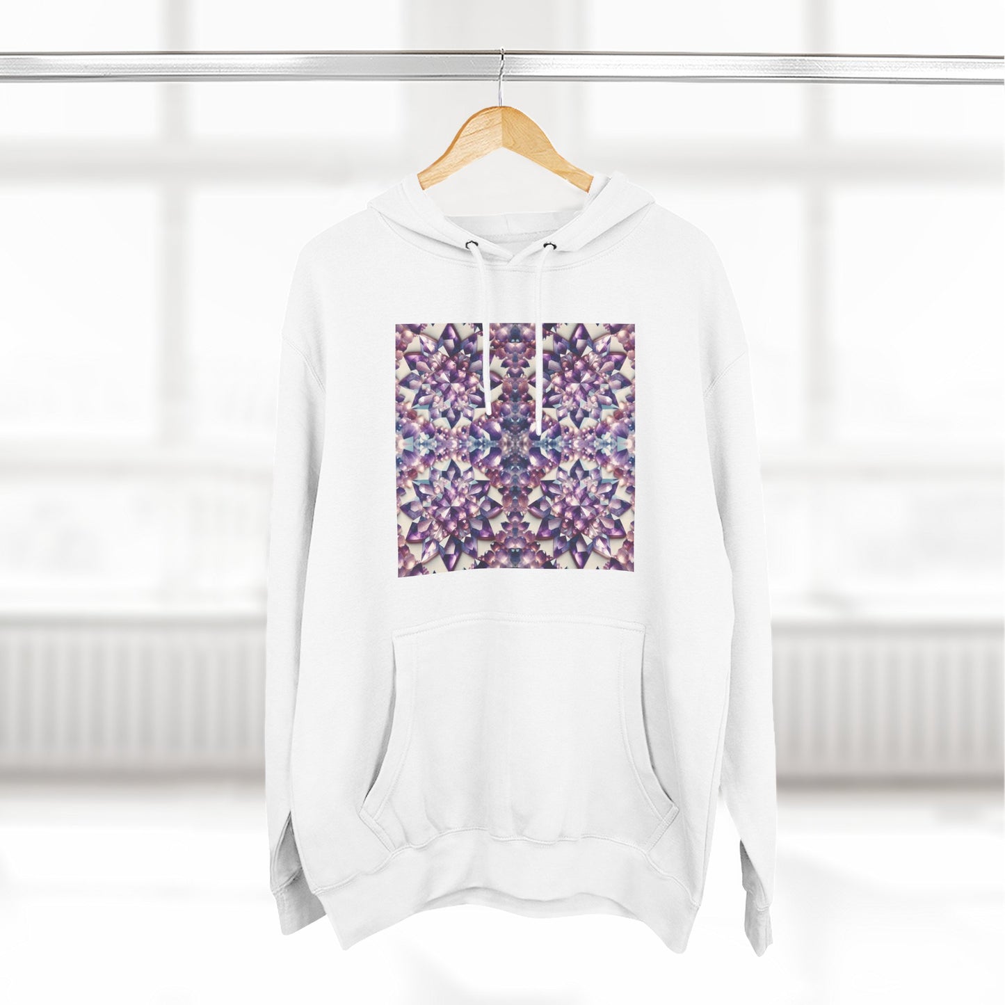 Fleece Hoodie - Amethyst Crystal Floral Design