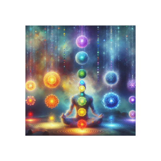 Chakra Meditation Square Magnet, Energy Healing Spiritual Fridge Decor, Mindfulness Yoga Gift, Colorful Magnetic Art, Zen Relaxation Decor,