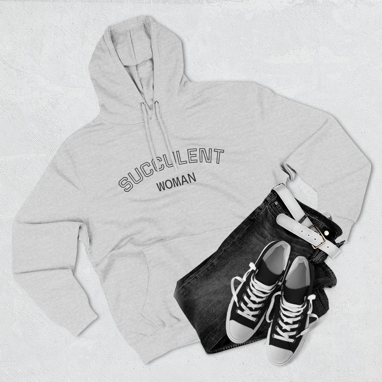 Fleece Hoodie: Succulent University Design, Botanical Plant Lover Gift, Cactus Lover Sweatshirt