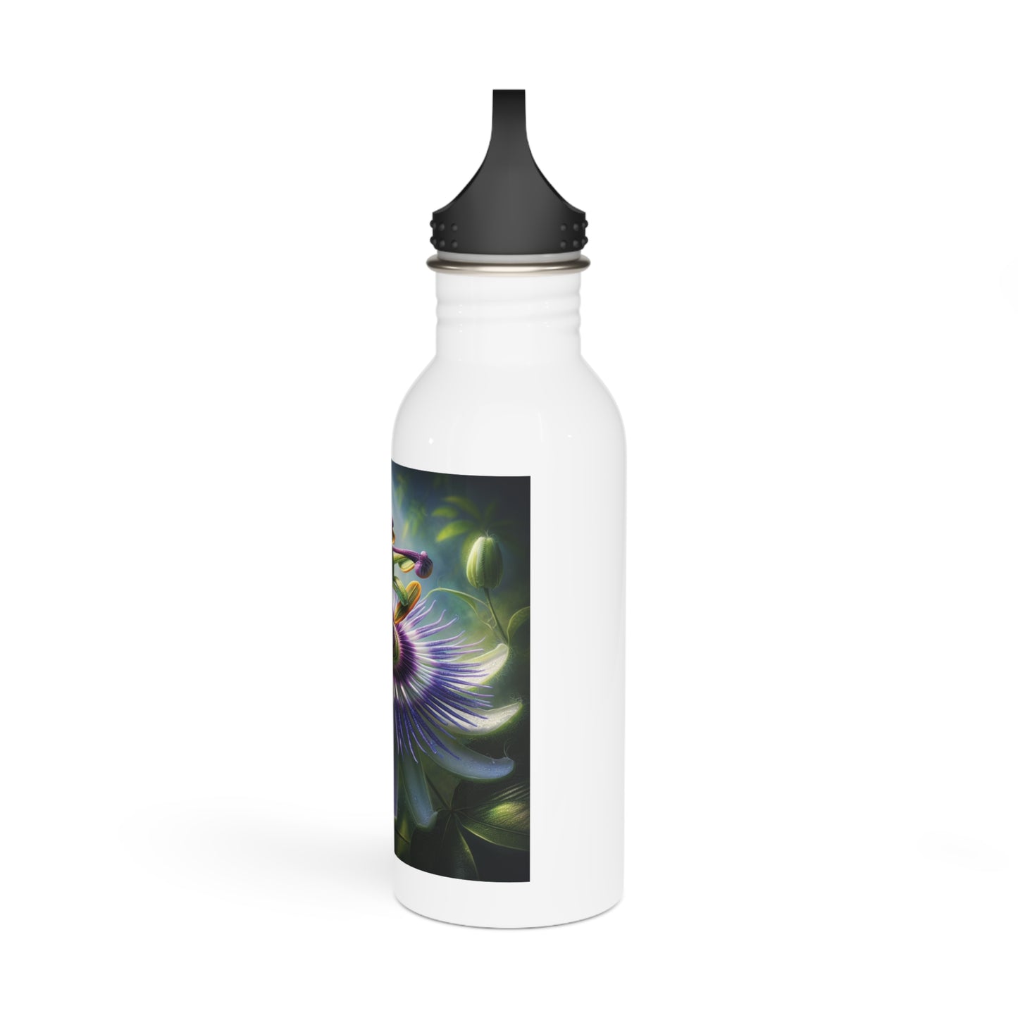 Stainless Steel Water Bottle - Passionflower Bloom Design, Floral Water Bottle, Botanical Drinkware, Nature Lover Gift